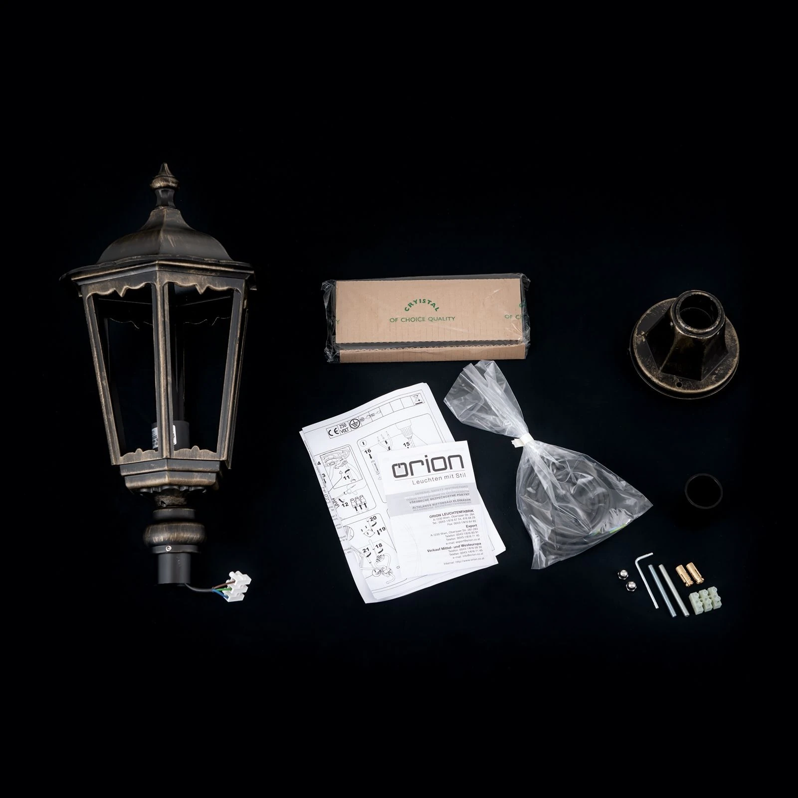 Spoljašnja stubna lampa PUCHBERG, crno-zlatna, visina 53 cm - 8