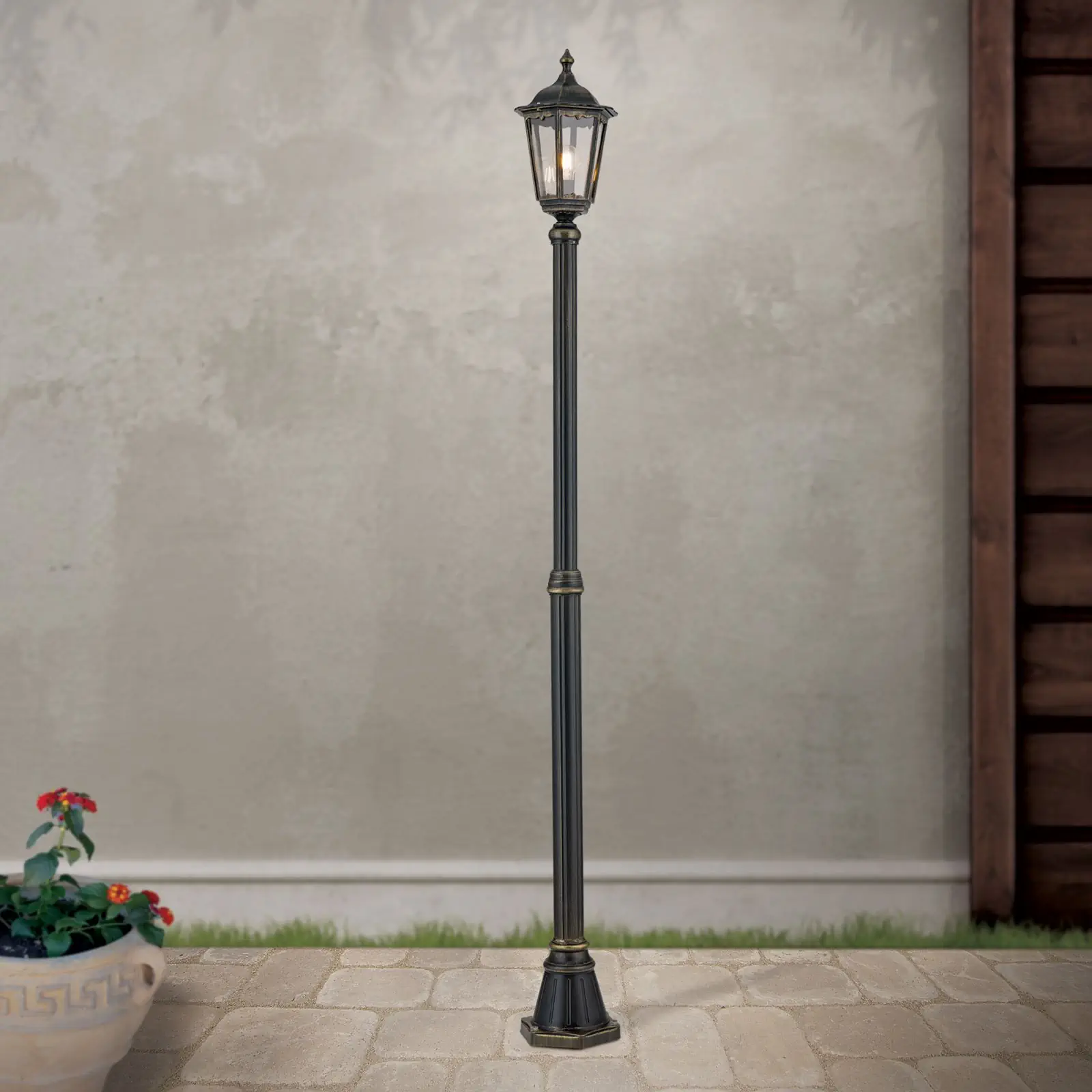 Spoljašnja stubna lampa PUCHBERG, crno-zlatna, H211 cm - 2