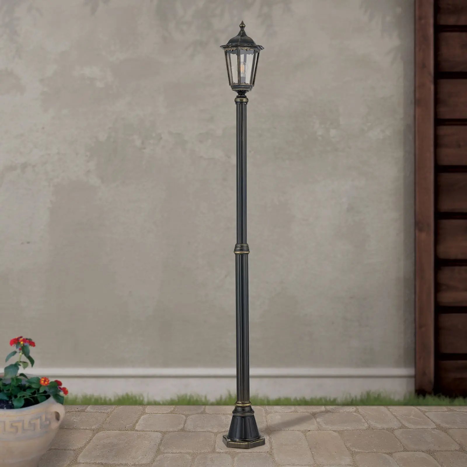 Spoljašnja stubna lampa PUCHBERG, crno-zlatna, H211 cm - 3