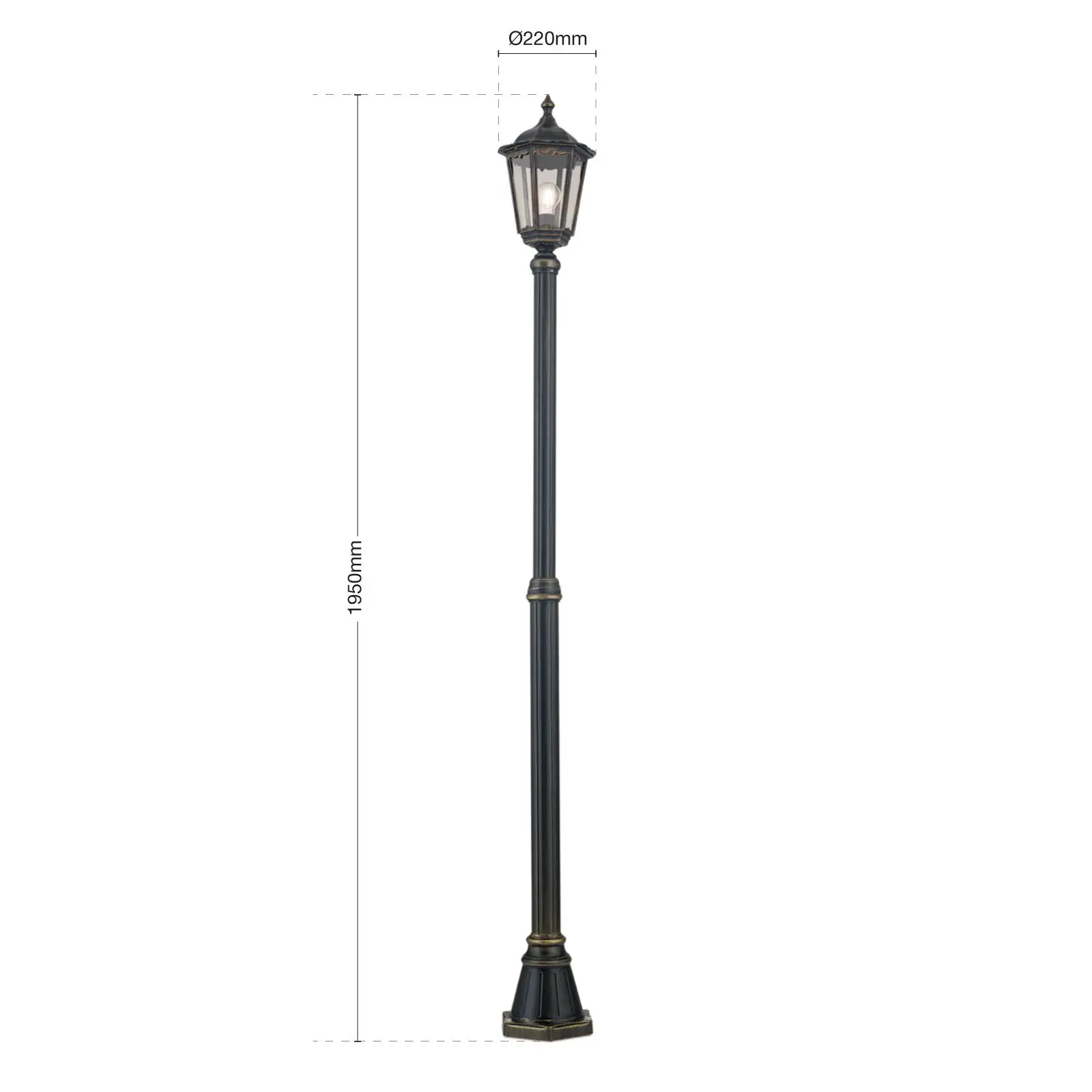 Spoljašnja stubna lampa PUCHBERG, crno-zlatna, H211 cm - 7