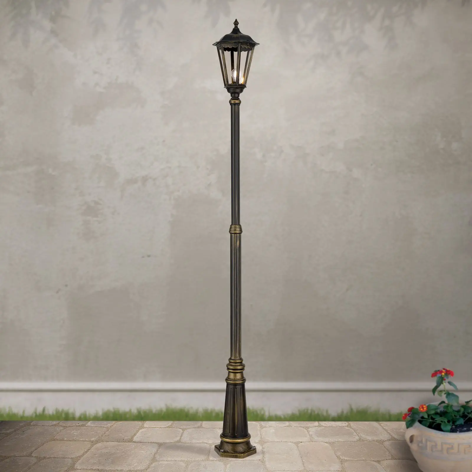 Spoljašnja stubna lampa PUCHBERG, crno-zlatna, H249 cm - 2