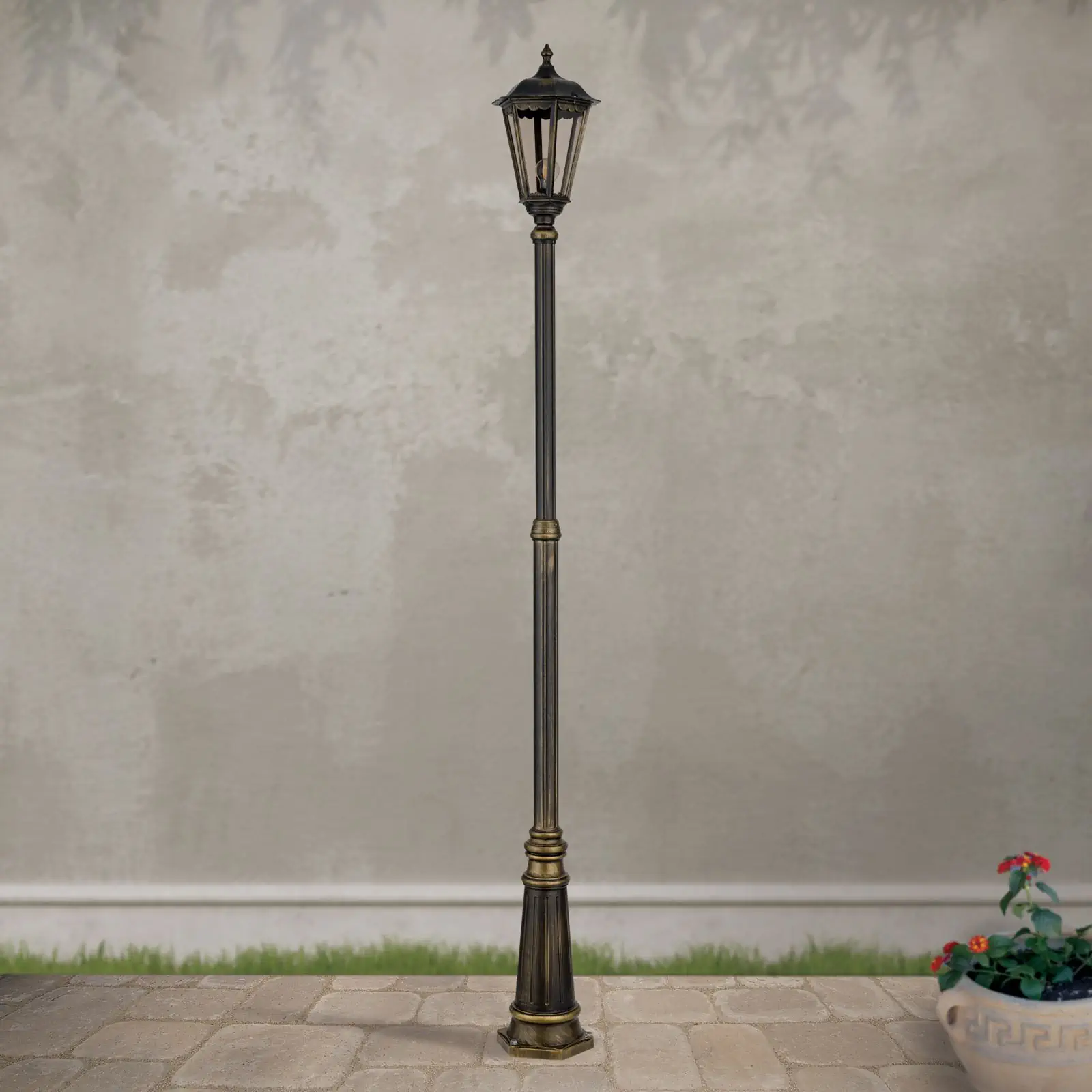 Spoljašnja stubna lampa PUCHBERG, crno-zlatna, H249 cm - 3