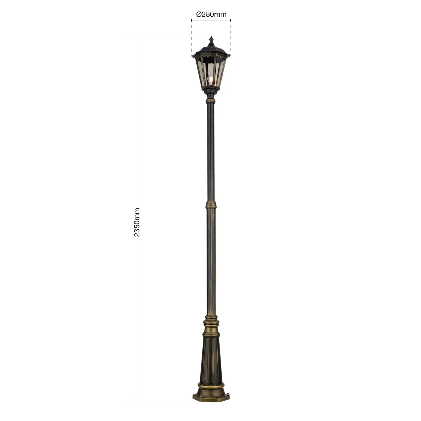 Spoljašnja stubna lampa PUCHBERG, crno-zlatna, H249 cm - 7