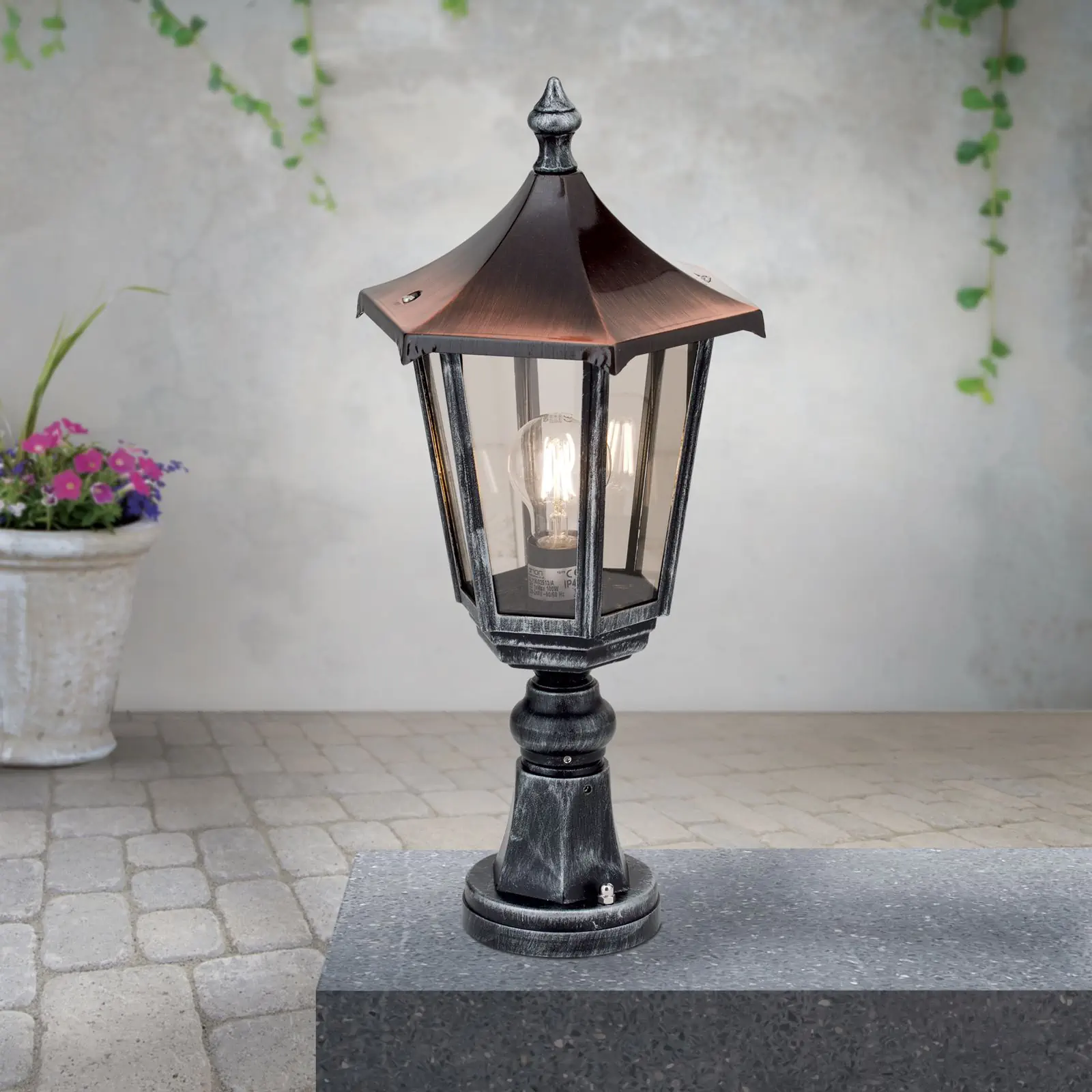 Spoljašnja podna lampa HERMINE, crno-srebrna, H53 cm