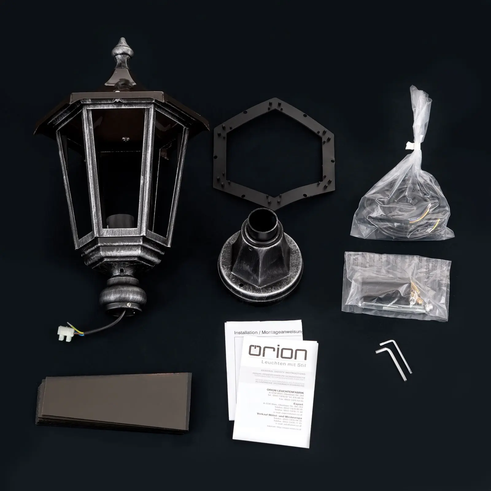 Spoljašnja podna lampa HERMINE, crno-srebrna, H53 cm - 8