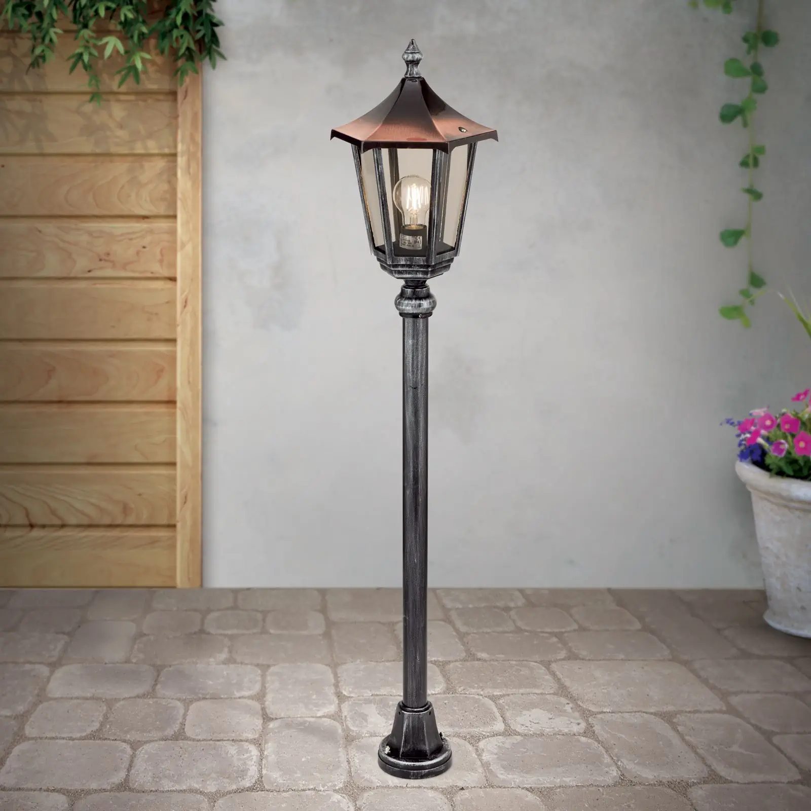 Spoljašnja lampa HERMINE, crno-srebrna, H116 cm - 2