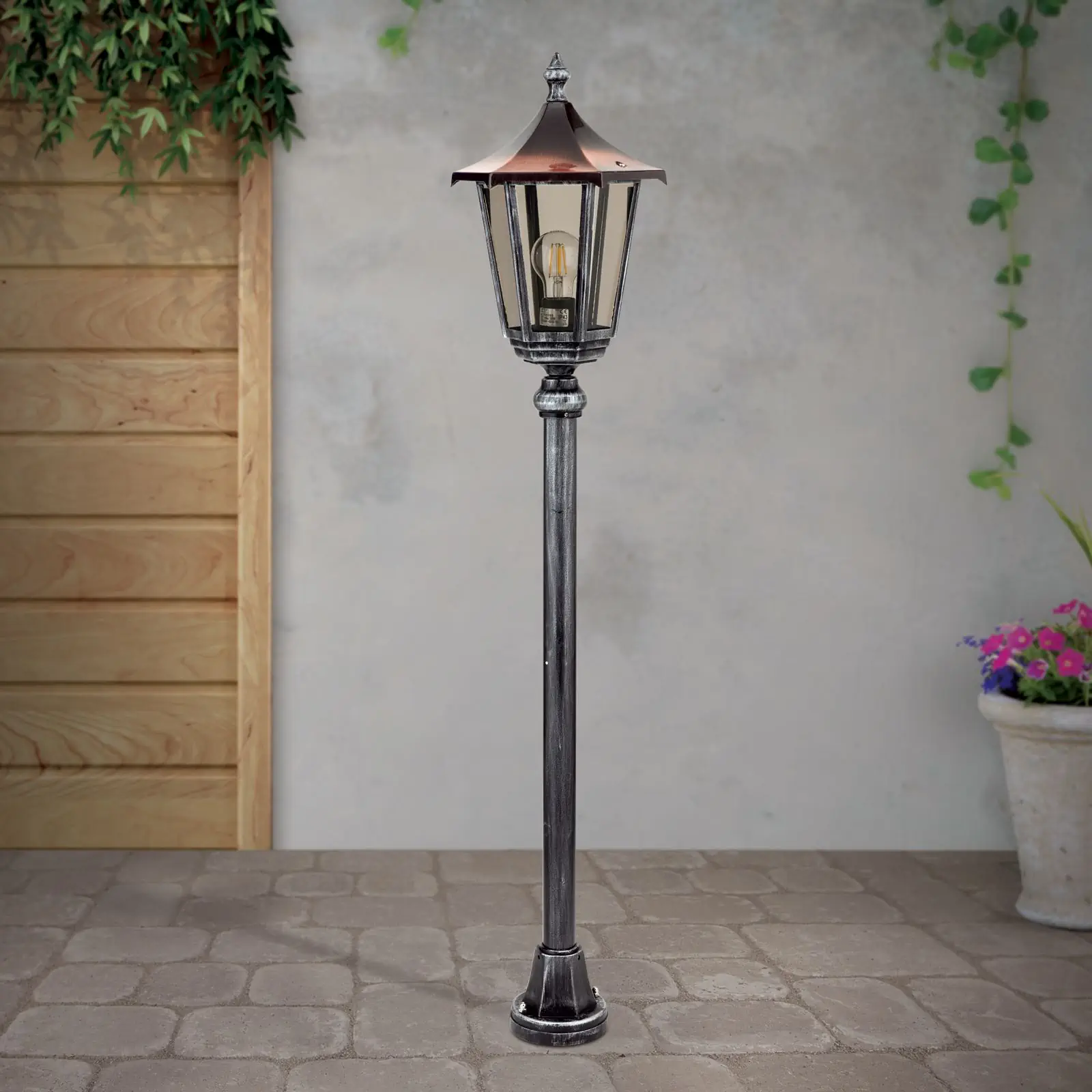 Spoljašnja lampa HERMINE, crno-srebrna, H116 cm - 3