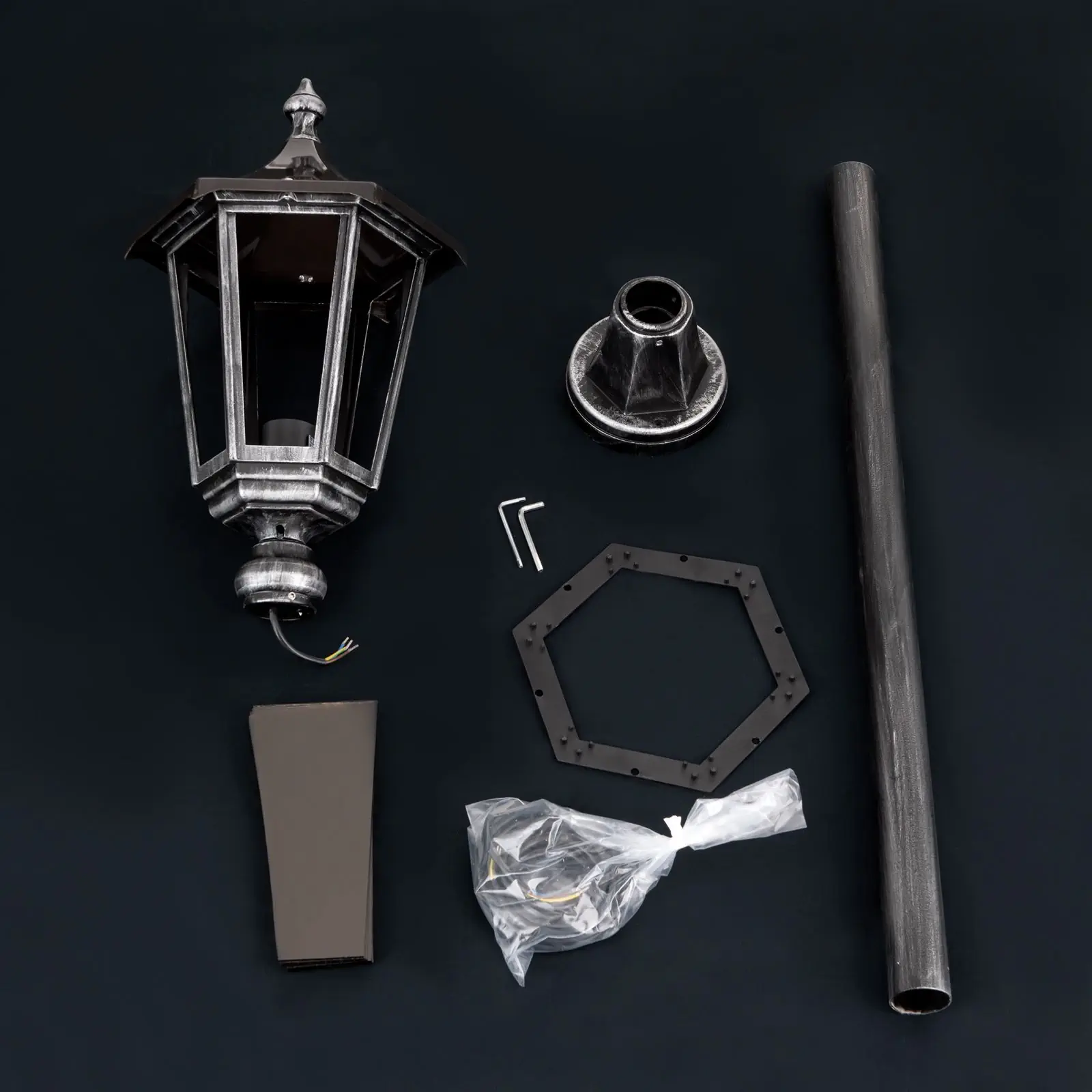 Spoljašnja lampa HERMINE, crno-srebrna, H116 cm - 8