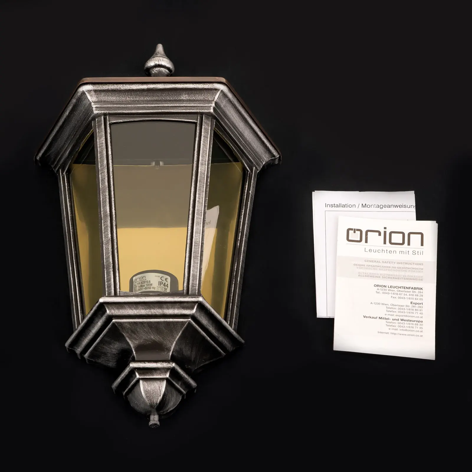 Spoljašnja zidna lampa HERMINE, crno-srebrna - 8