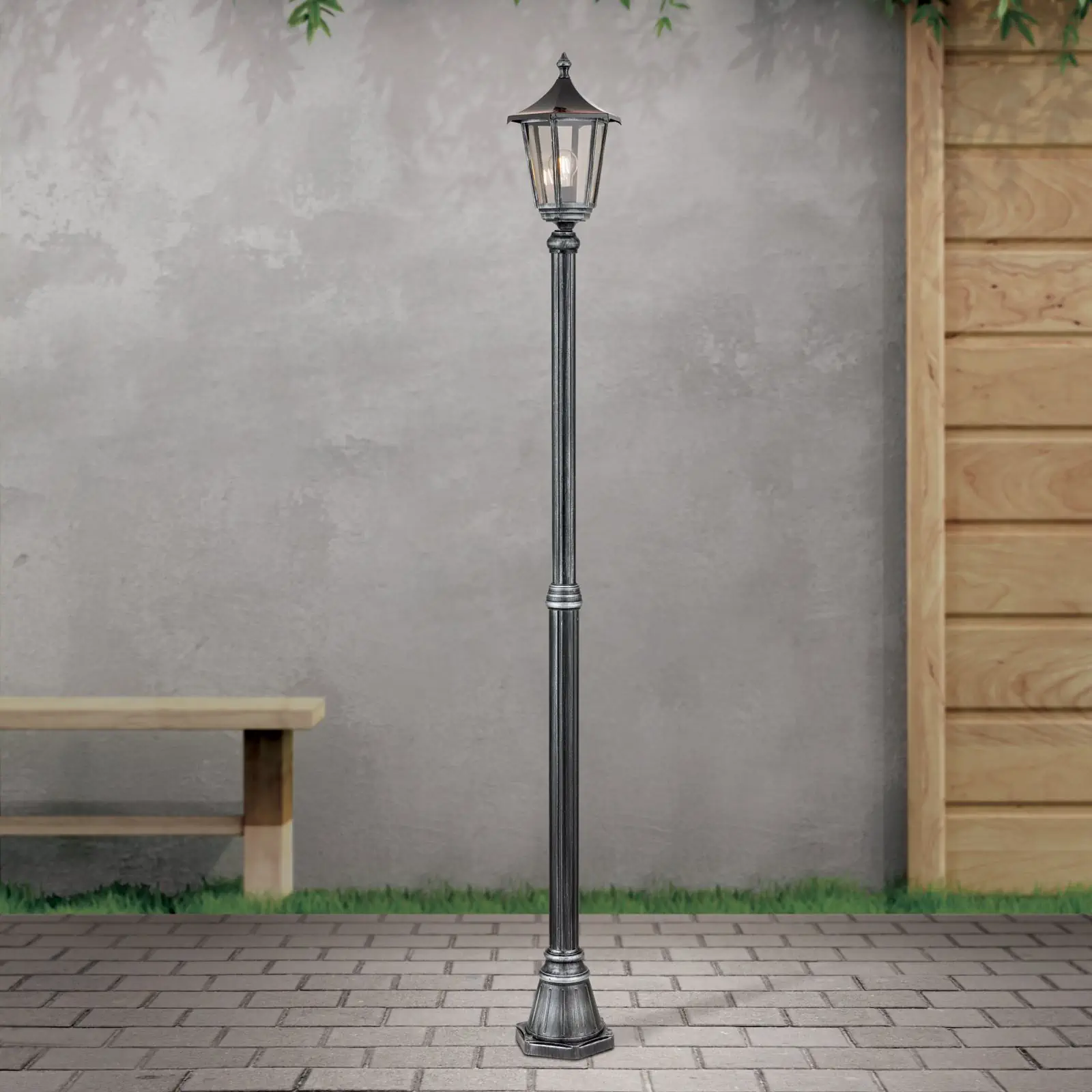 Spoljašnja stubna lampa HERMINE, crno-srebrna, H211 cm - 2