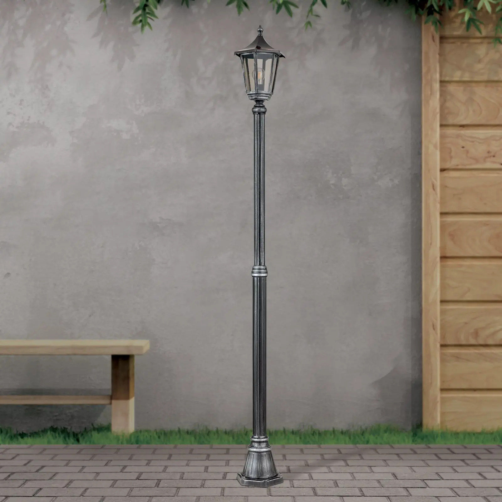 Spoljašnja stubna lampa HERMINE, crno-srebrna, H211 cm - 3