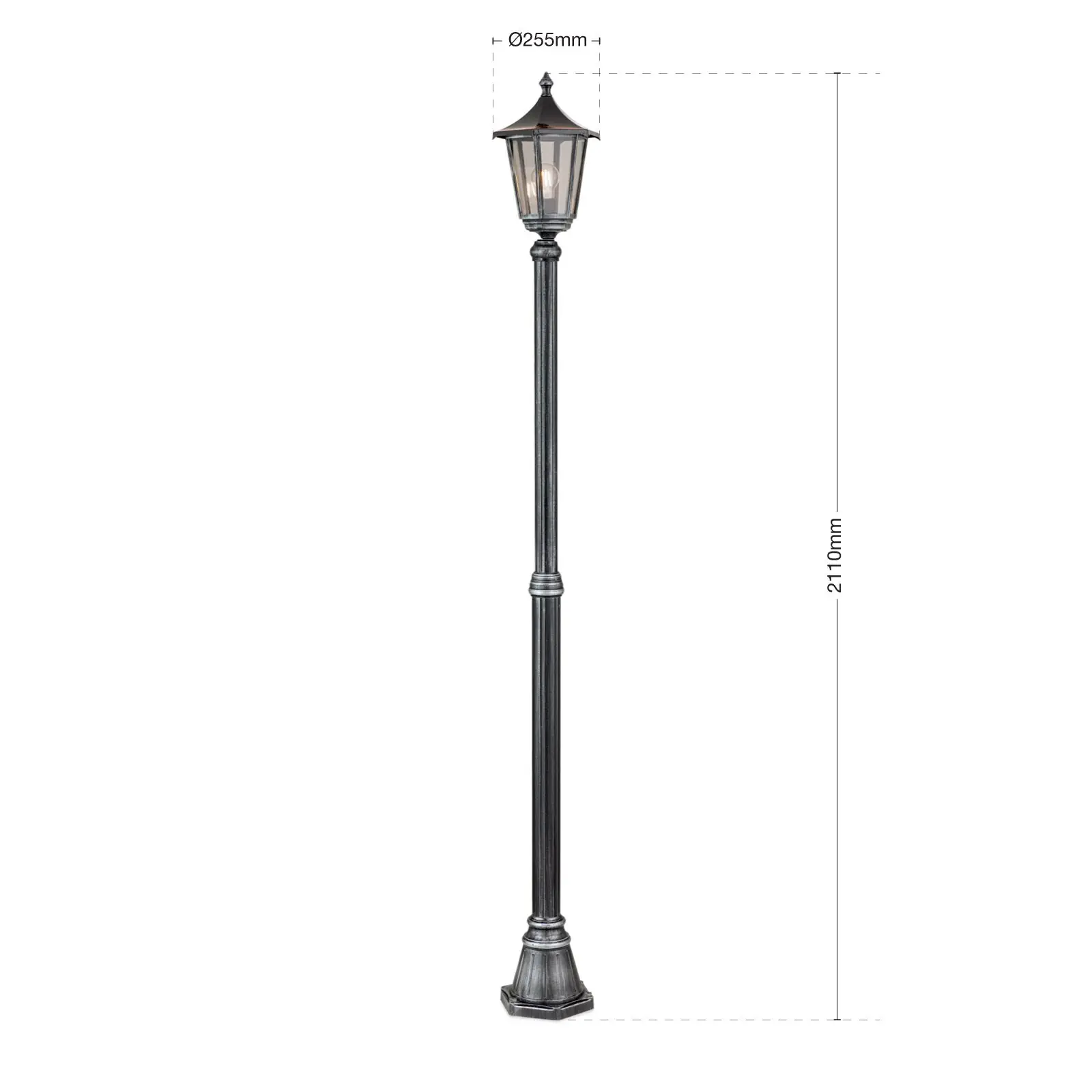 Spoljašnja stubna lampa HERMINE, crno-srebrna, H211 cm - 7