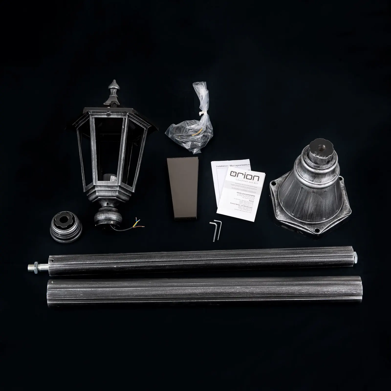 Spoljašnja stubna lampa HERMINE, crno-srebrna, H211 cm - 8