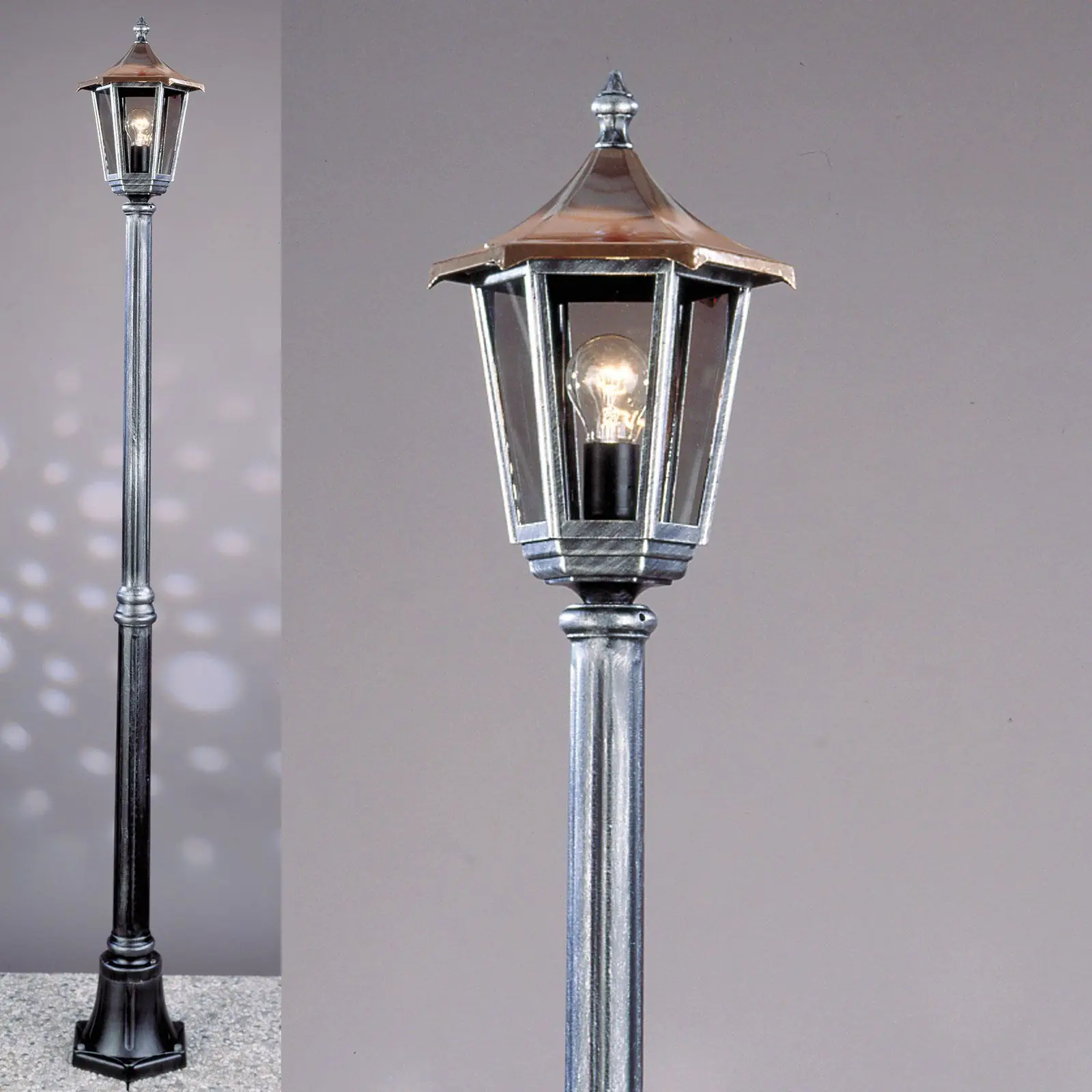 Spoljašnja stubna lampa HERMINE, crno-srebrna, H211 cm - 9