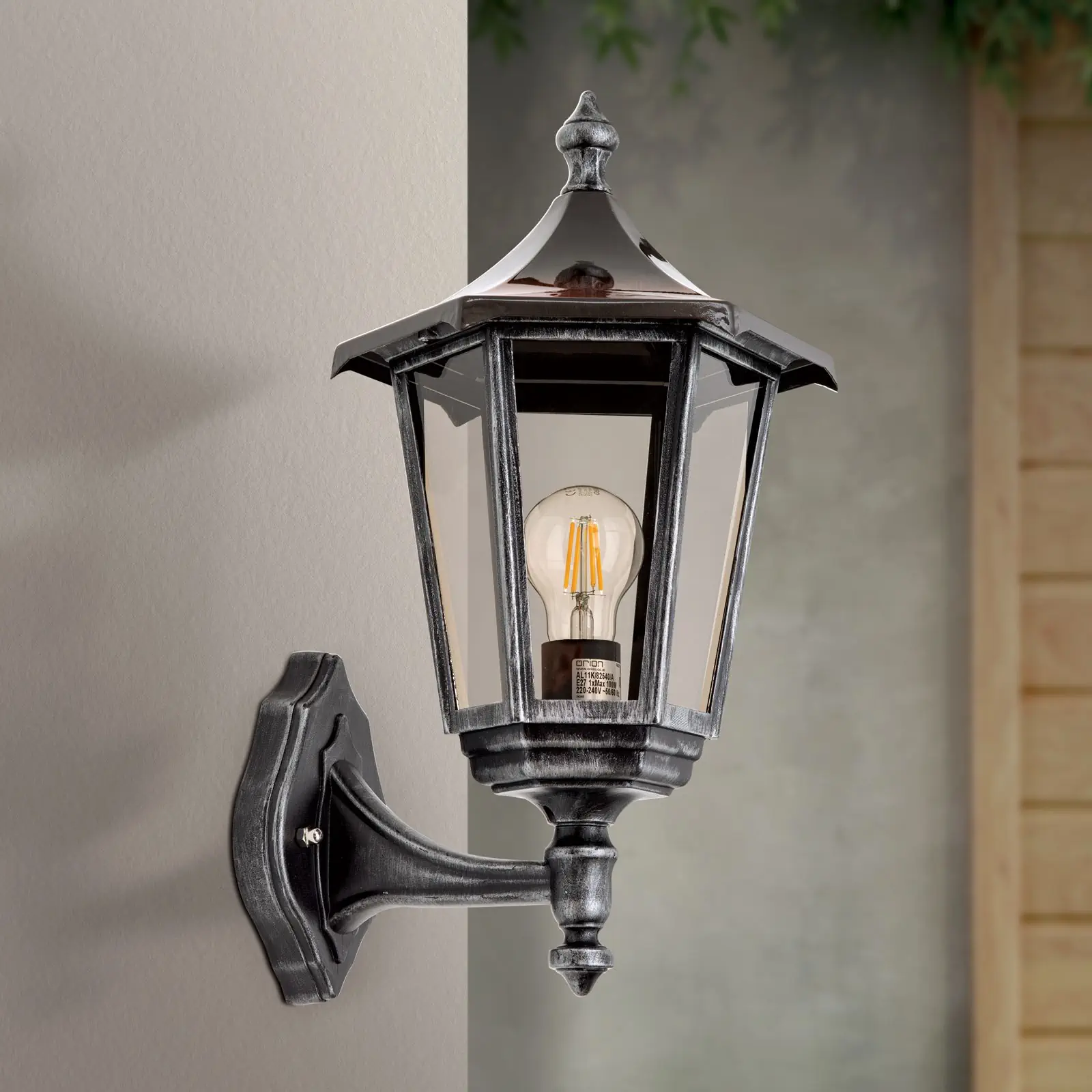 Spoljašnja zidna lampa HERMINE, crno-srebrna, usmerena nagore - 3