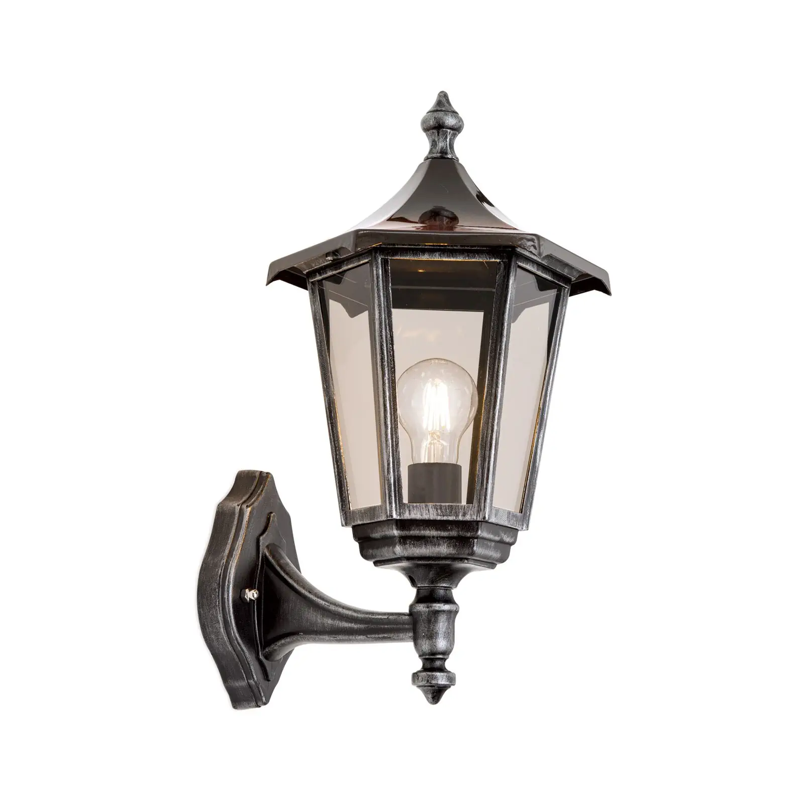 Spoljašnja zidna lampa HERMINE, crno-srebrna, usmerena nagore - 4