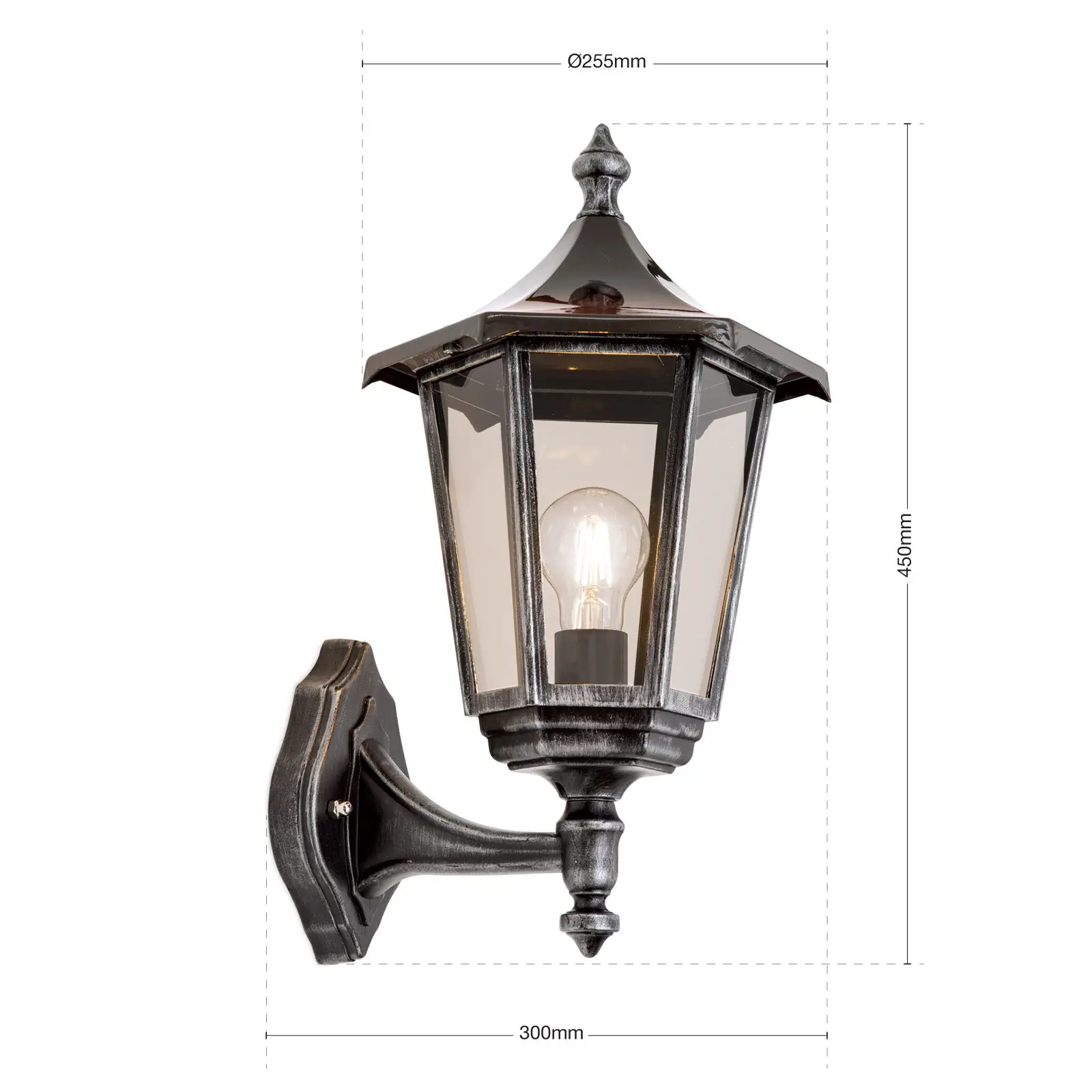 Spoljašnja zidna lampa HERMINE, crno-srebrna, usmerena nagore - 7