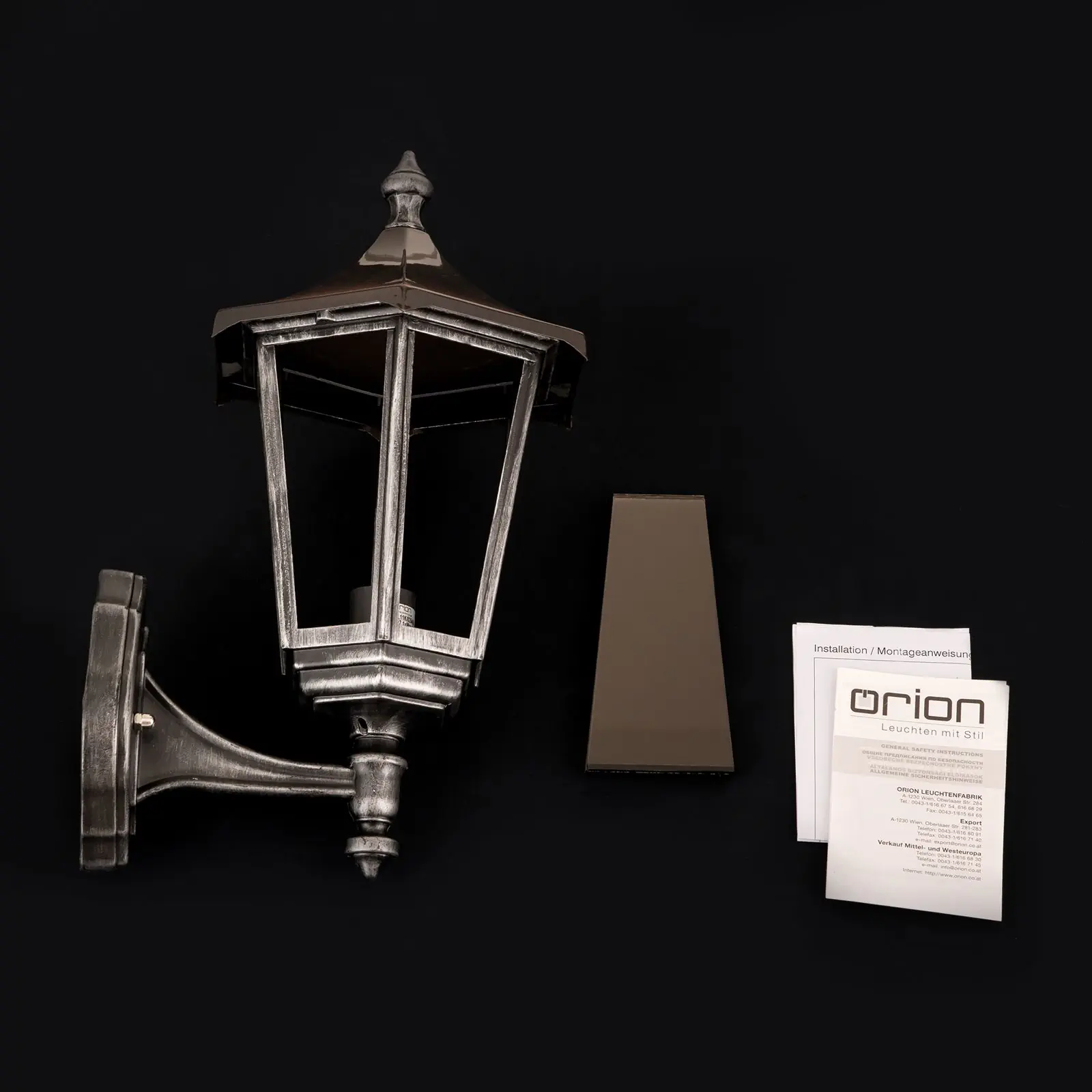 Spoljašnja zidna lampa HERMINE, crno-srebrna, usmerena nagore - 8