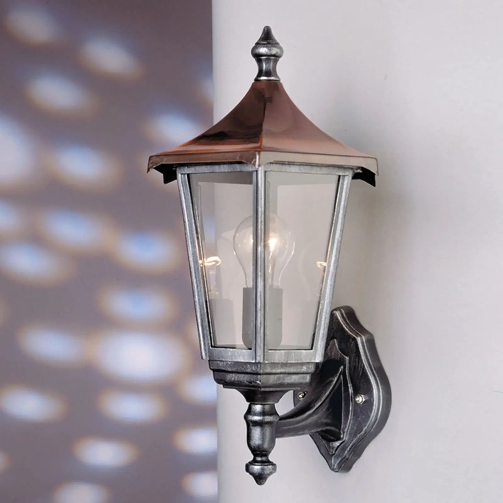 Spoljašnja zidna lampa HERMINE, crno-srebrna, usmerena nagore - 9