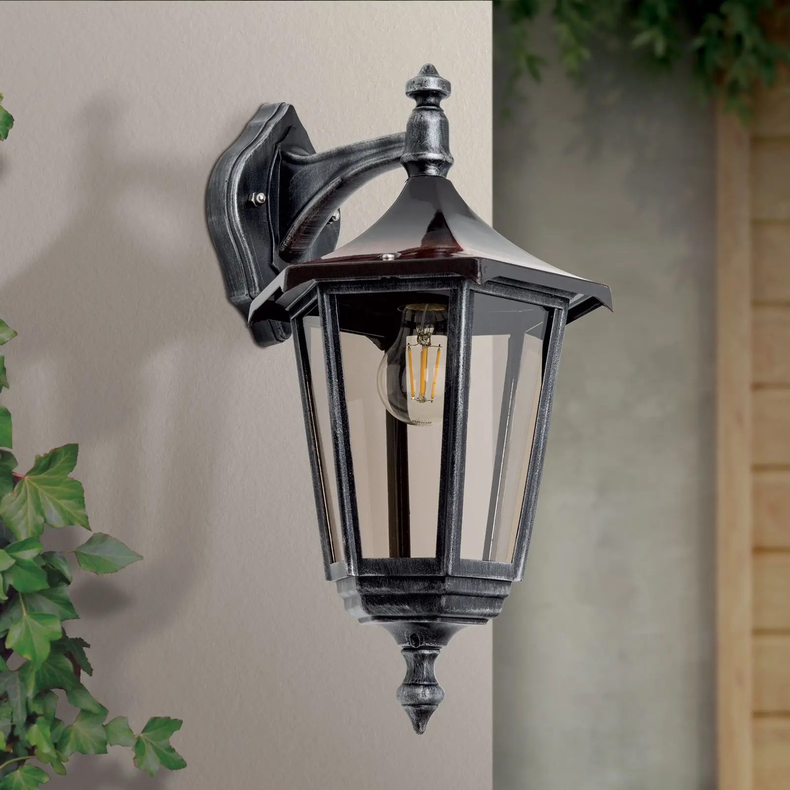 Spoljašnja zidna lampa HERMINE, crno-srebrna, usmerena nadole - 3