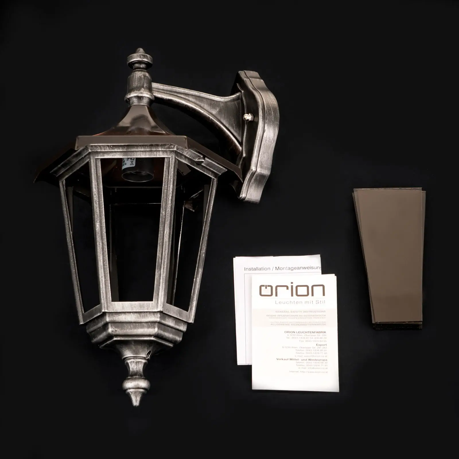 Spoljašnja zidna lampa HERMINE, crno-srebrna, usmerena nadole - 8