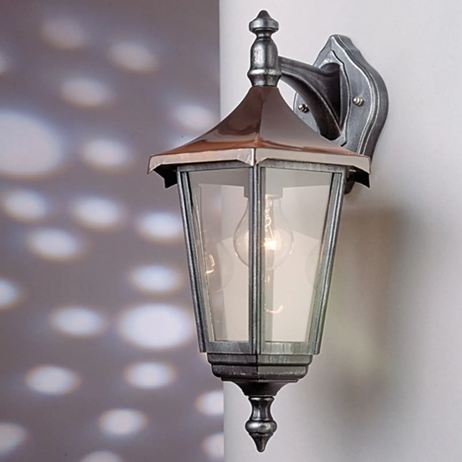 Spoljašnja zidna lampa HERMINE, crno-srebrna, usmerena nadole - 9