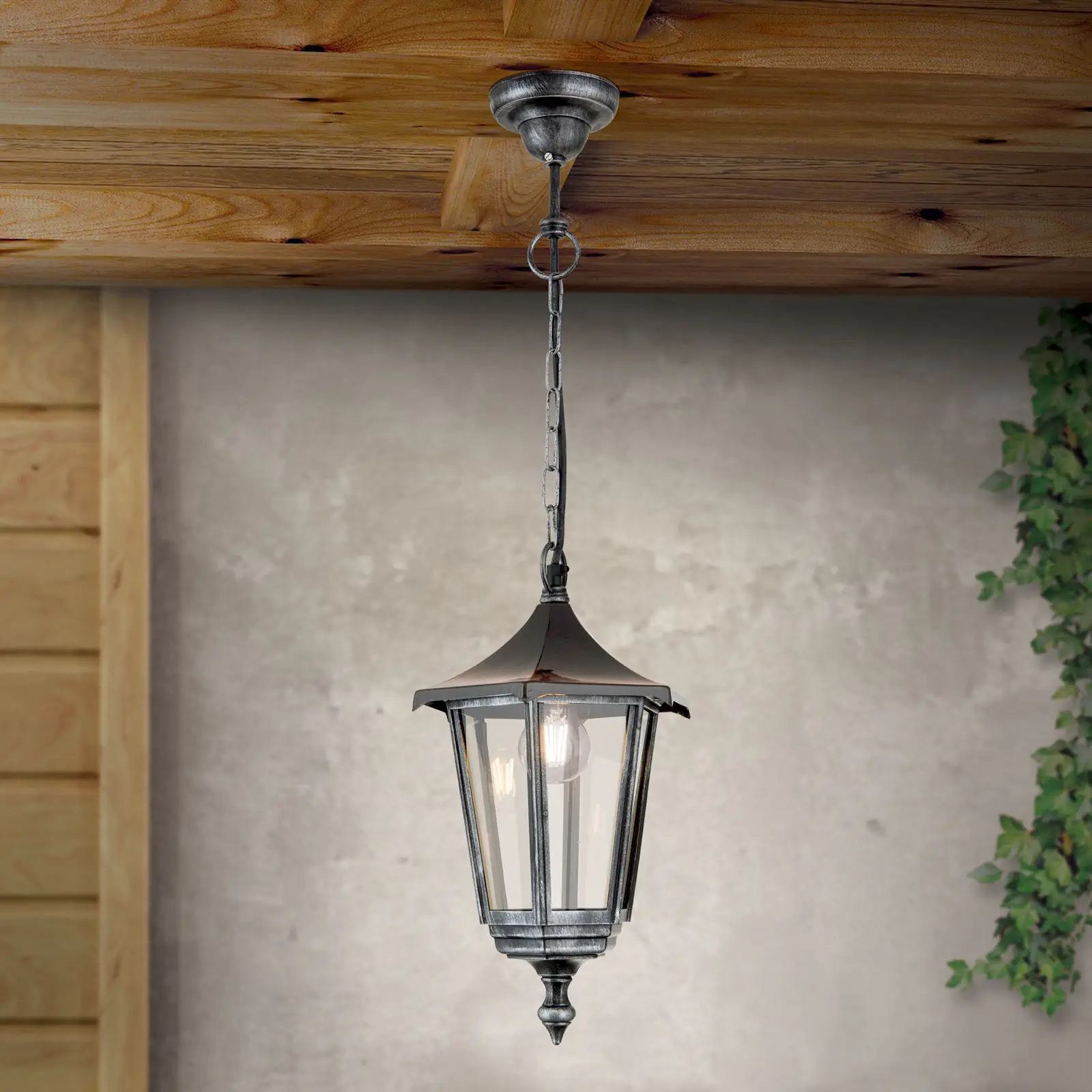 Spoljašnja viseća lampa HERMINE, crno-srebrna - 2