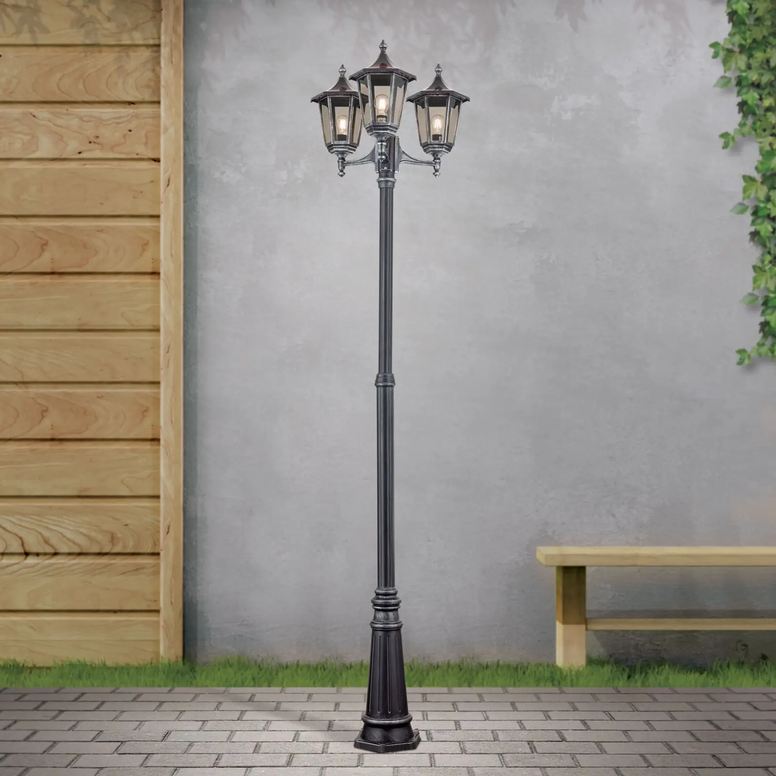 Spoljašnja stubna lampa HERMINE, crno-srebrna, H255 cm