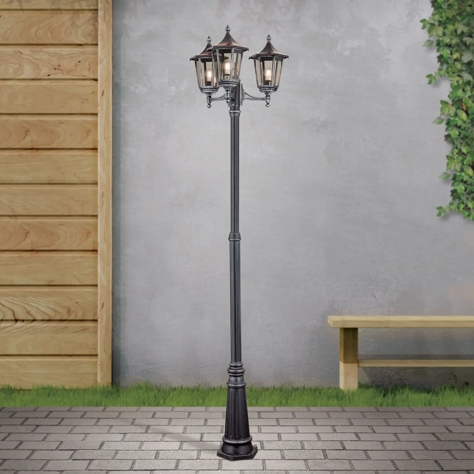 Spoljašnja stubna lampa HERMINE, crno-srebrna, H255 cm - 2