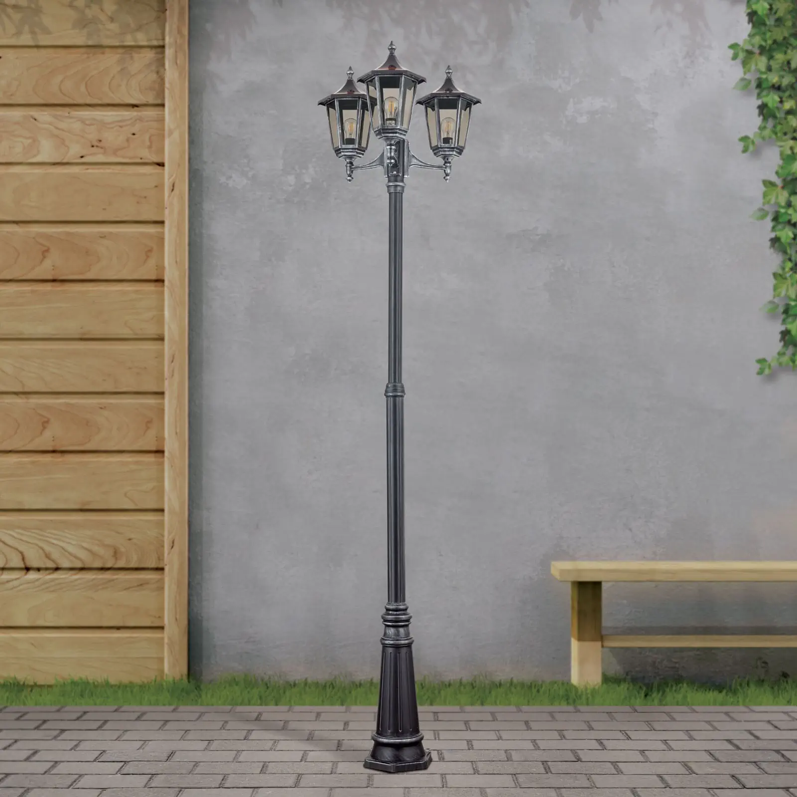Spoljašnja stubna lampa HERMINE, crno-srebrna, H255 cm - 3