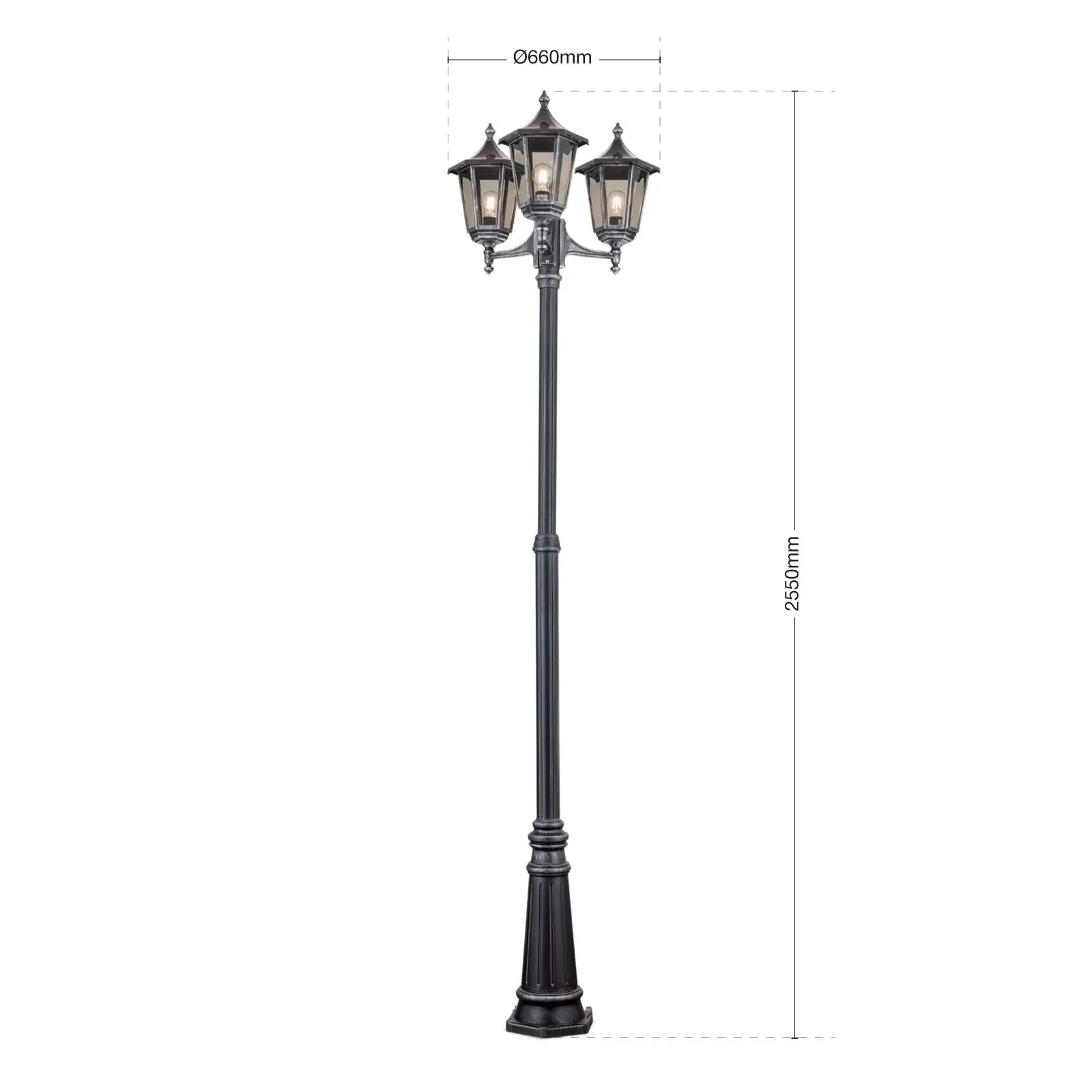 Spoljašnja stubna lampa HERMINE, crno-srebrna, H255 cm - 7