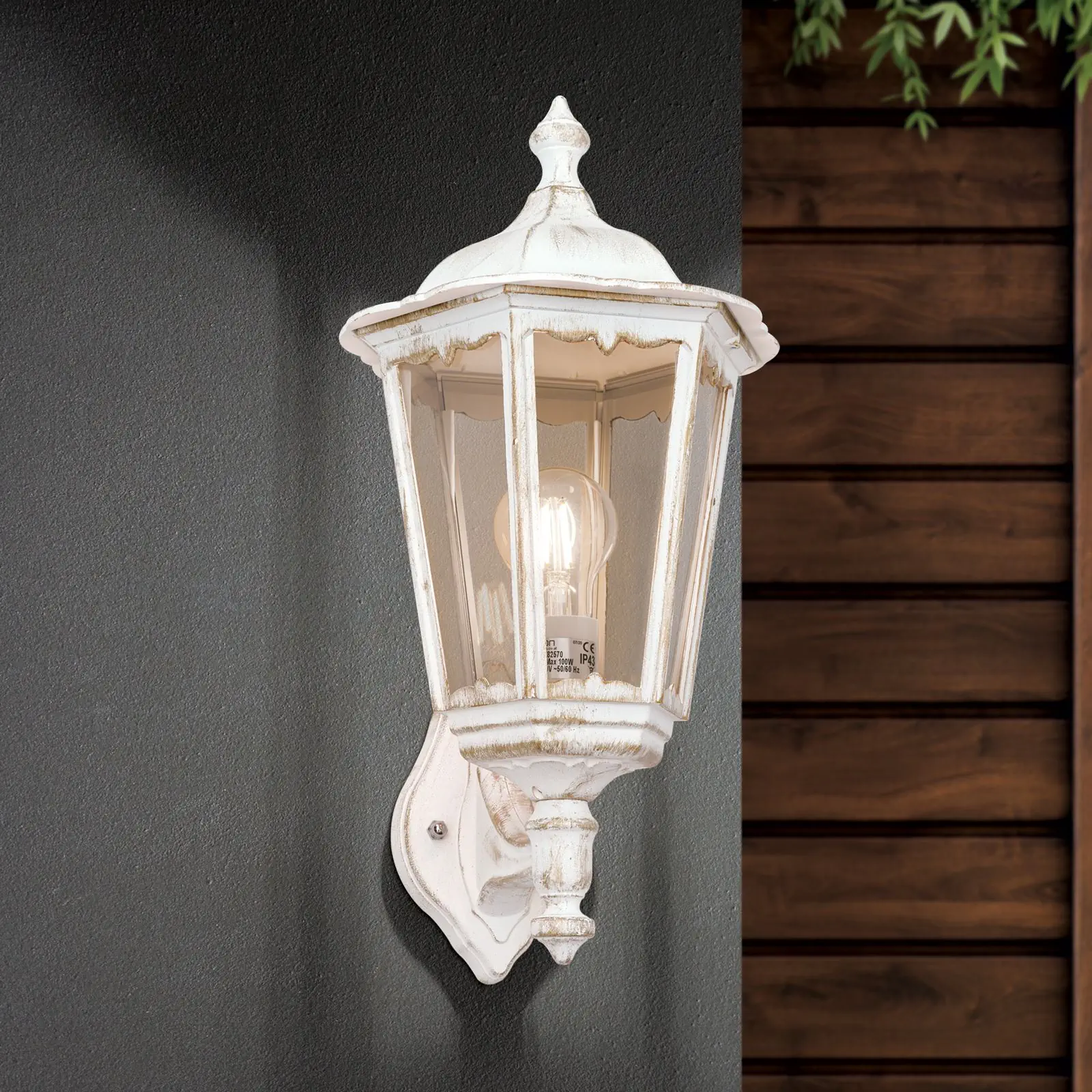 Spoljašnja zidna lampa PUCHBERG, belo-zlatna, usmerena nagore - 2