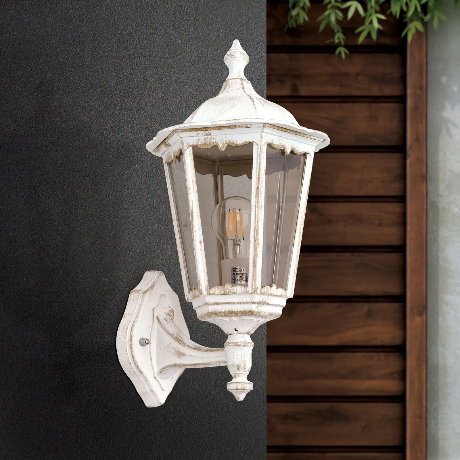 Spoljašnja zidna lampa PUCHBERG, belo-zlatna, usmerena nagore - 3