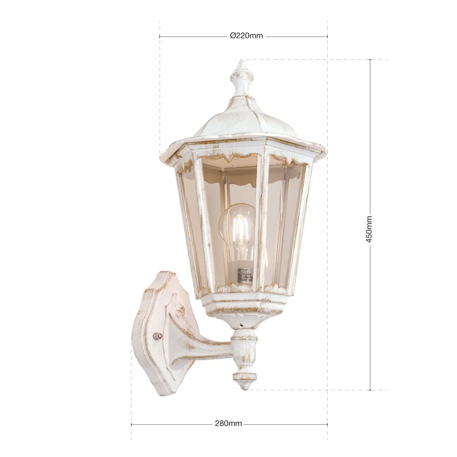 Spoljašnja zidna lampa PUCHBERG, belo-zlatna, usmerena nagore - 7