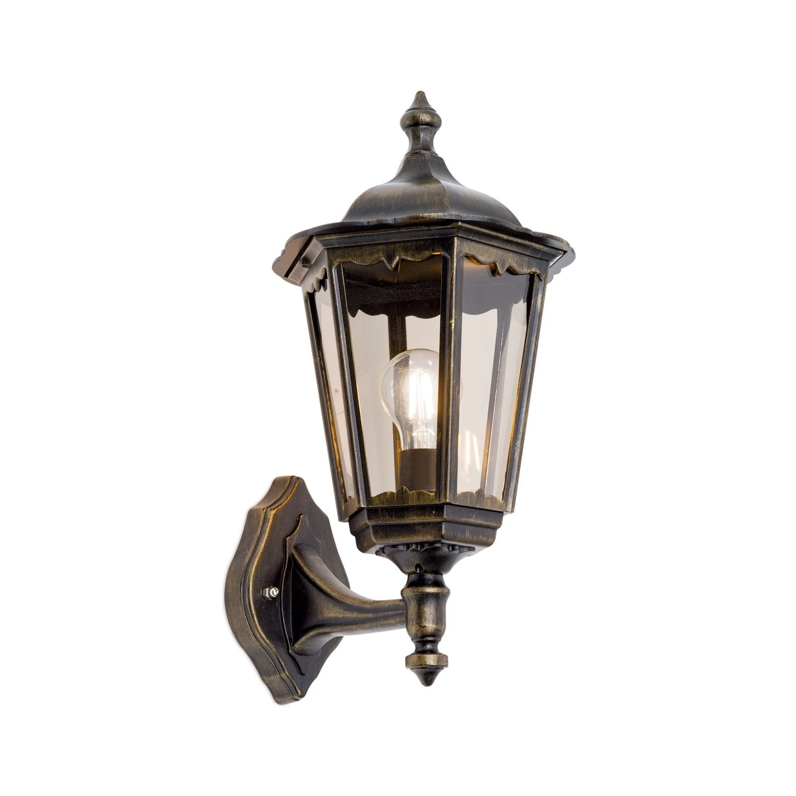 Spoljašnja zidna lampa PUCHBERG, crno-zlatna, usmerena nagore - 4