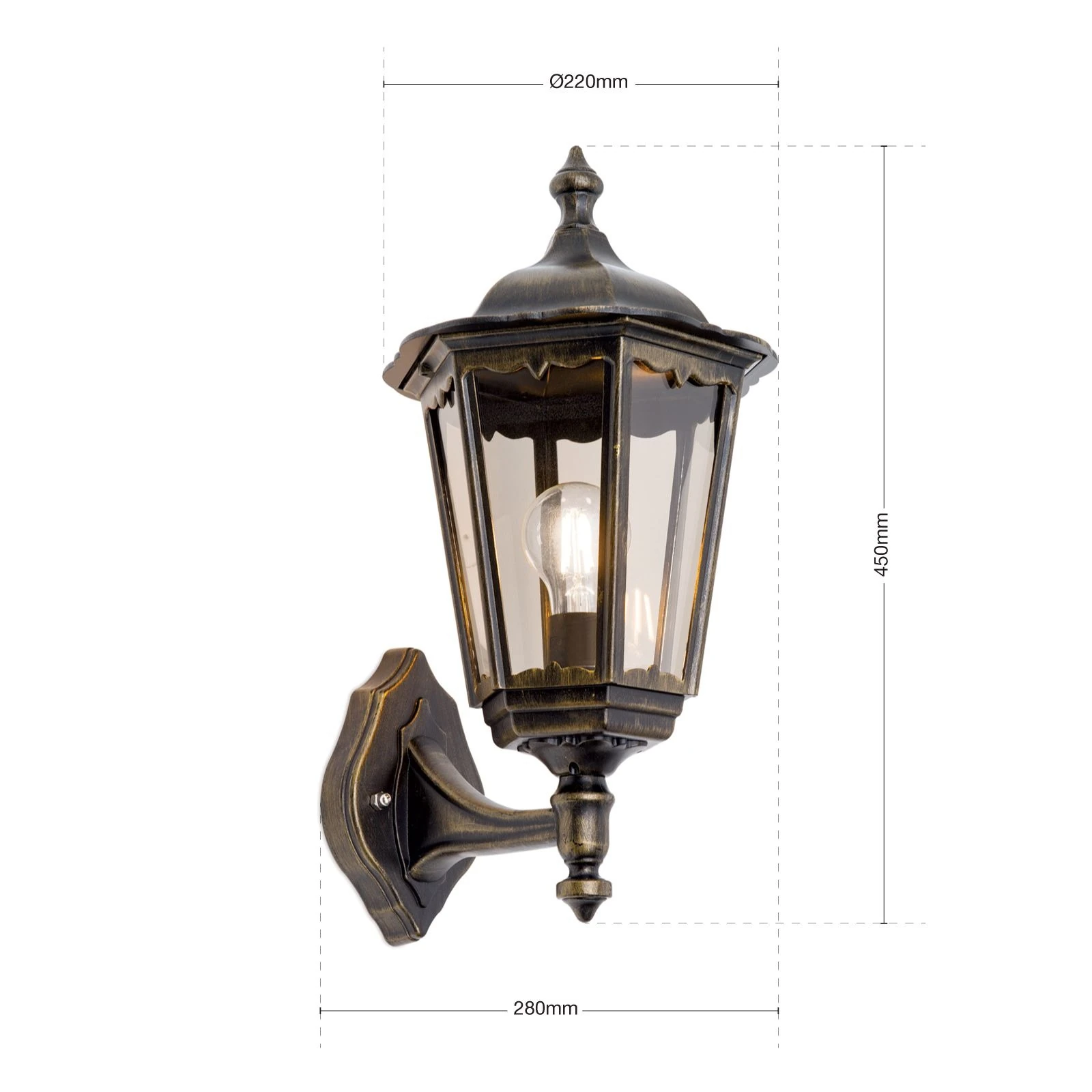 Spoljašnja zidna lampa PUCHBERG, crno-zlatna, usmerena nagore - 7