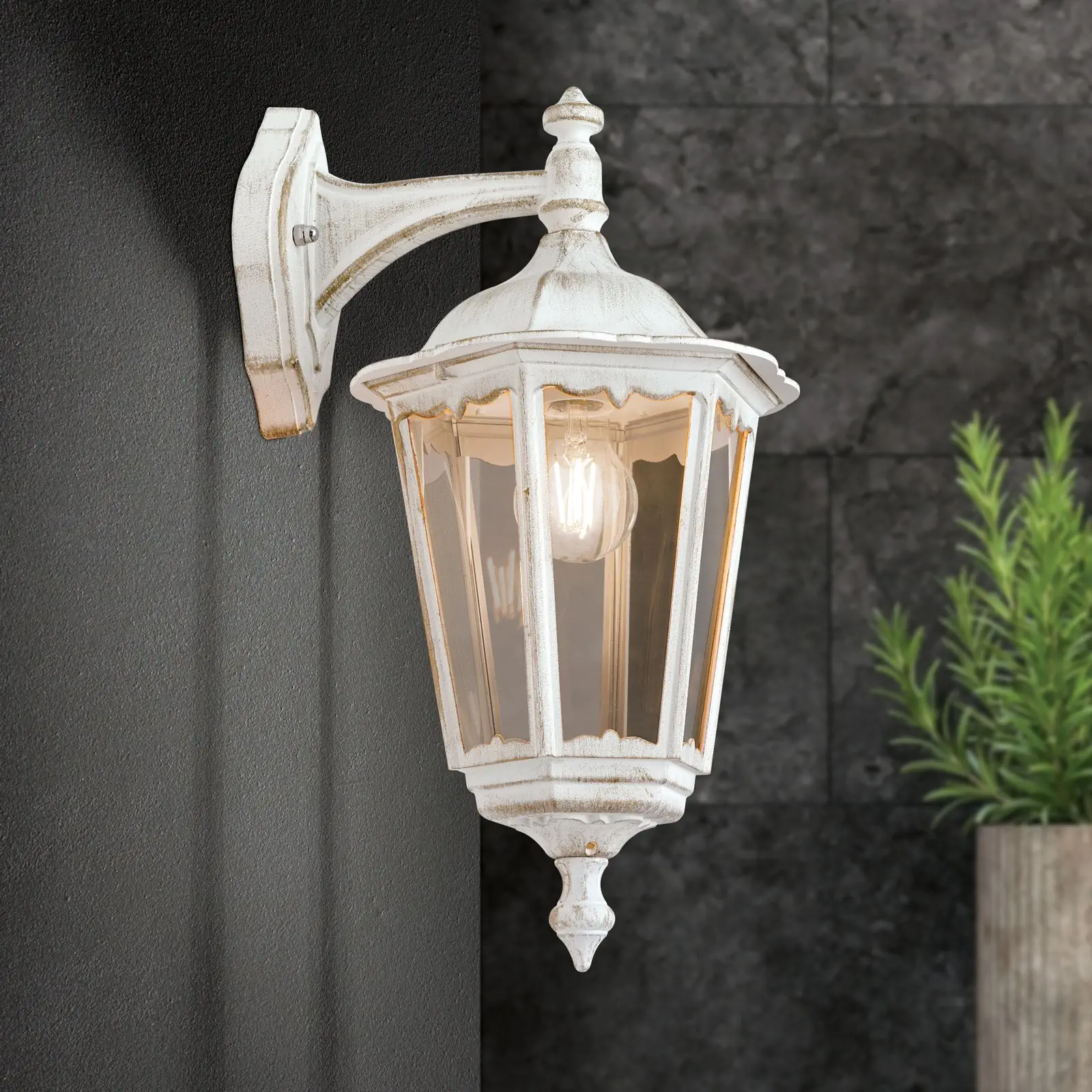 Spoljašnja zidna lampa PUCHBERG, belo-zlatna, usmerena nadole - 2