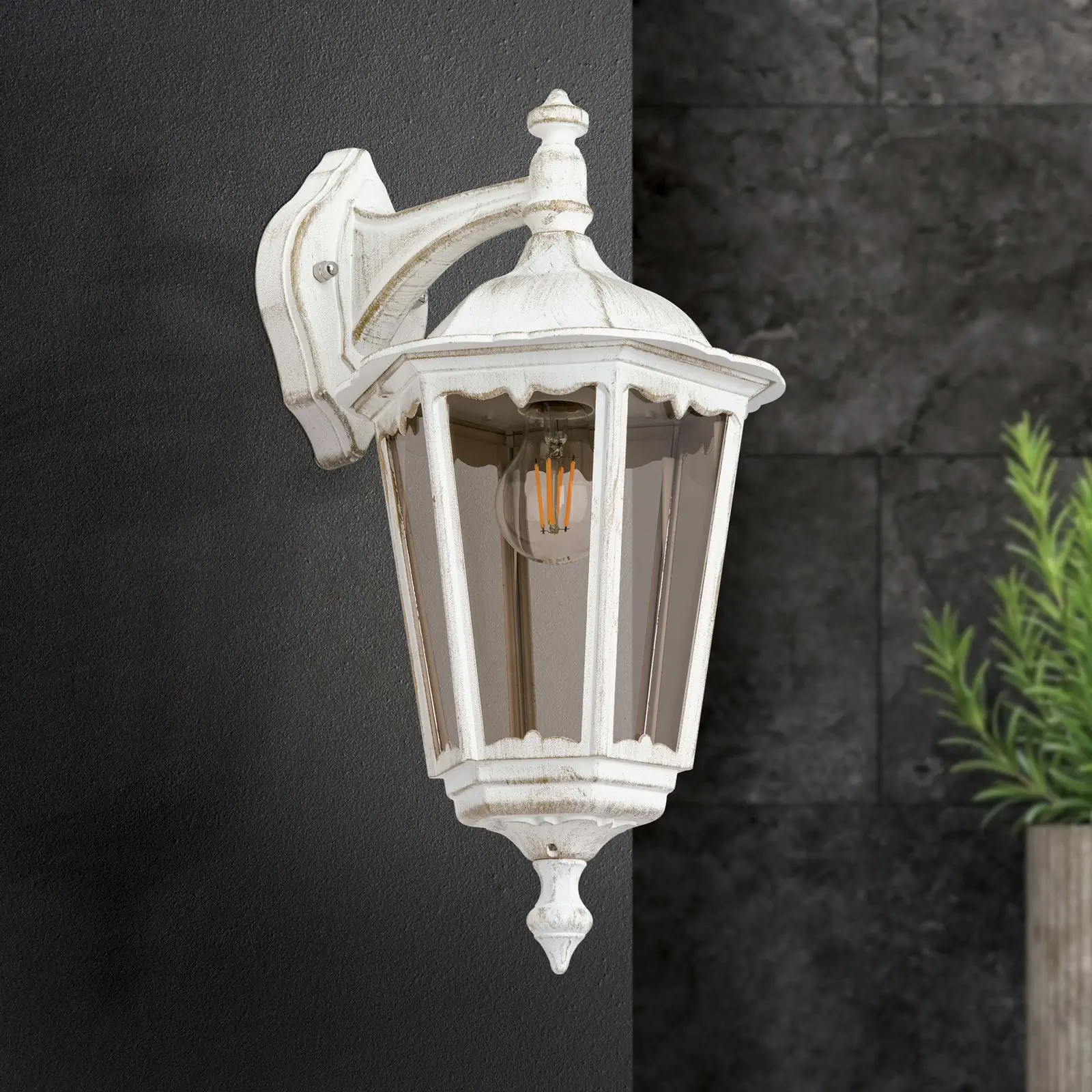 Spoljašnja zidna lampa PUCHBERG, belo-zlatna, usmerena nadole - 3