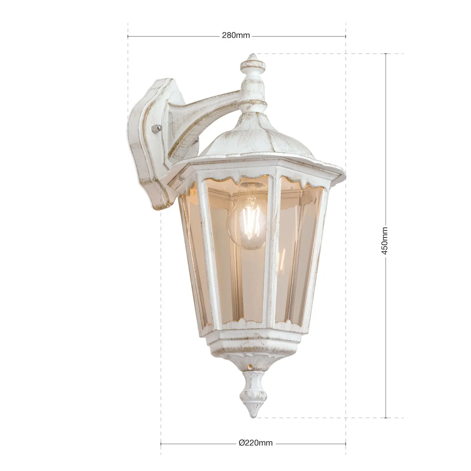 Spoljašnja zidna lampa PUCHBERG, belo-zlatna, usmerena nadole - 7