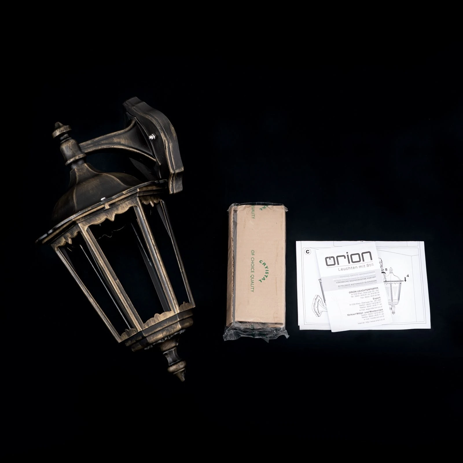 Spoljašnja zidna lampa PUCHBERG, crno-zlatna, usmerena nadole - 8