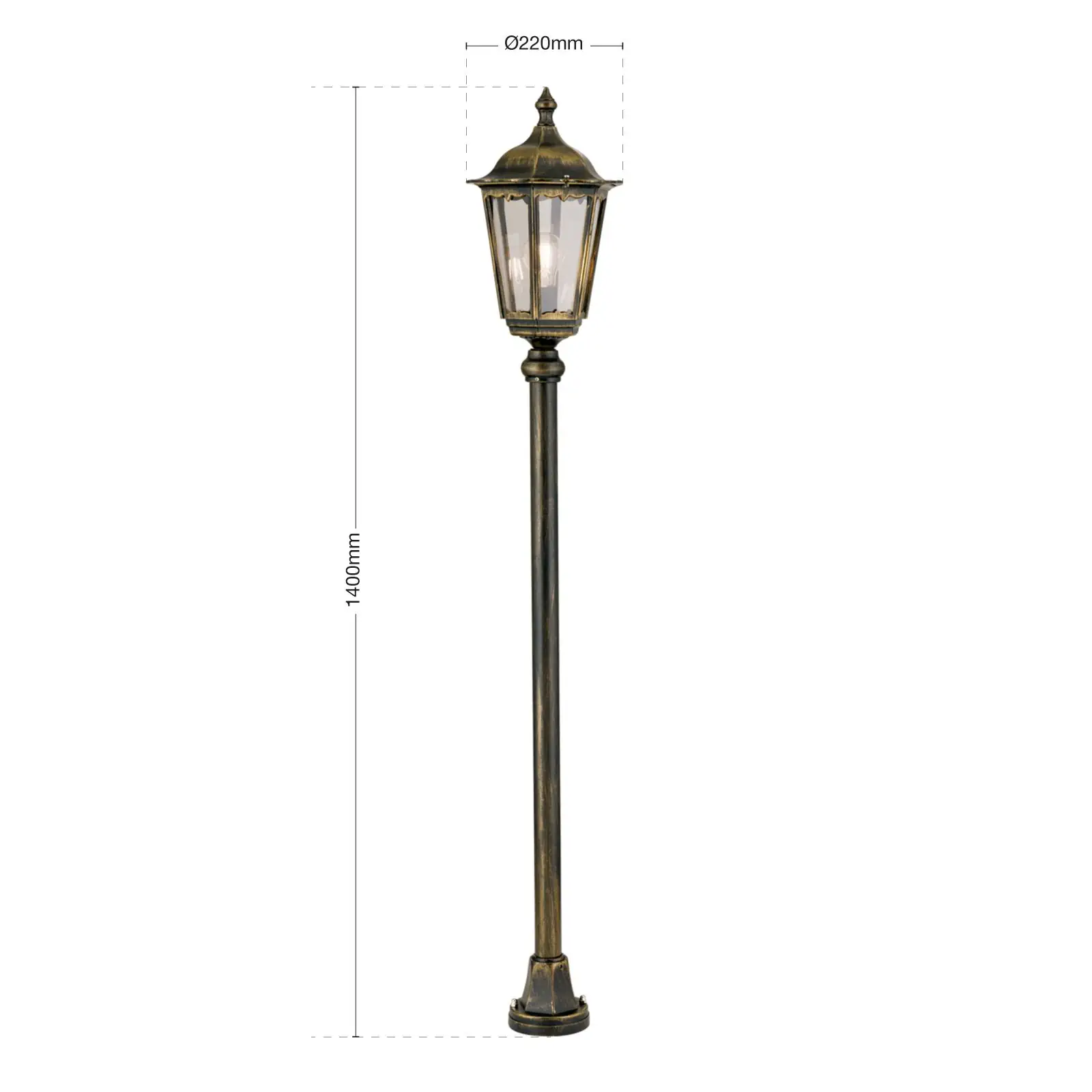 Spoljašnja stazna lampa PUCHBERG, crno-zlatna, H140 cm - 7