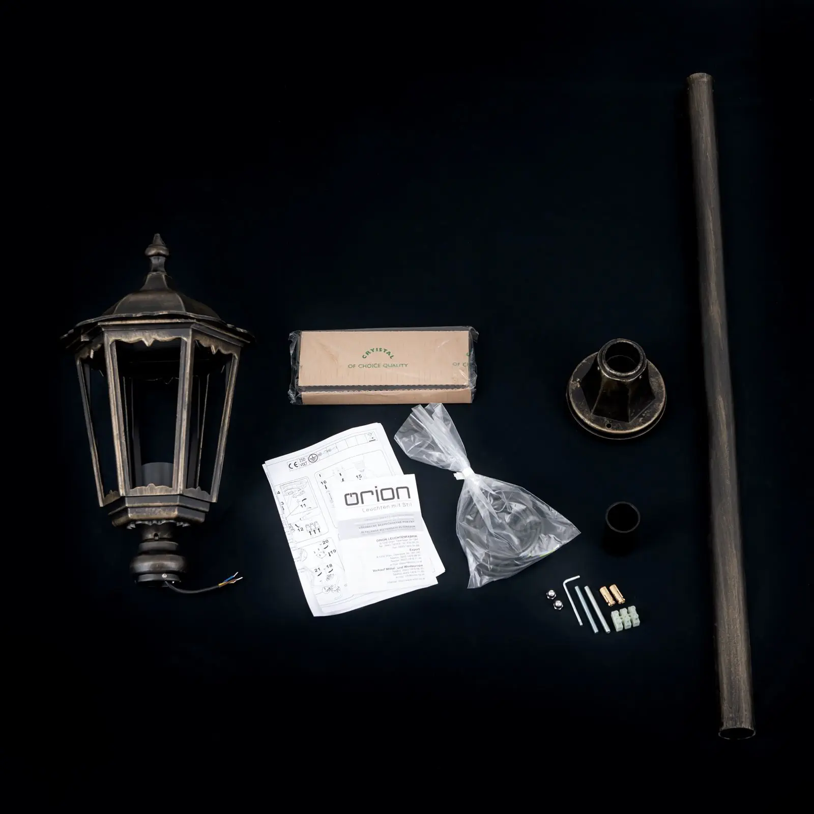 Spoljašnja stazna lampa PUCHBERG, crno-zlatna, H140 cm - 8