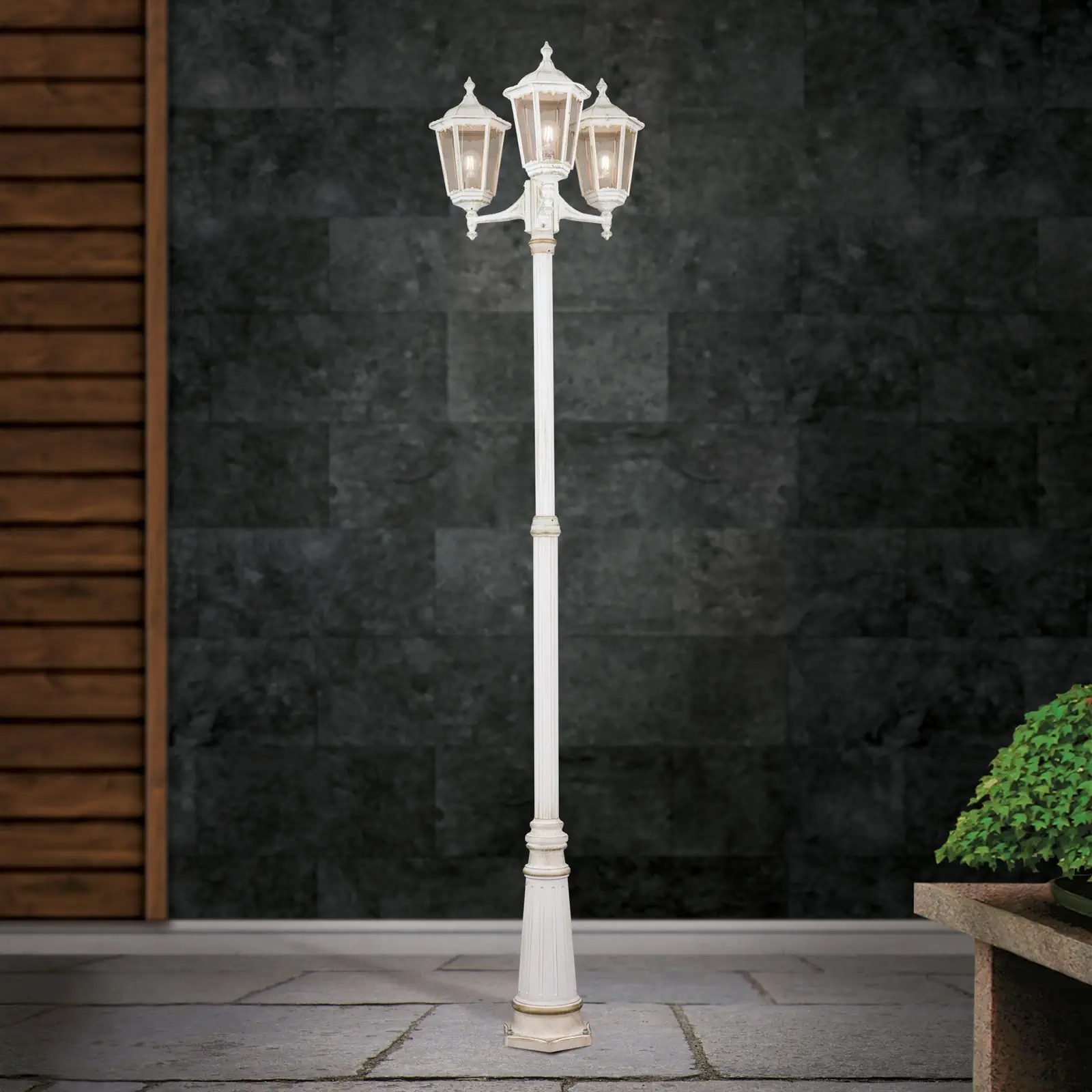 Spoljašnja stubna lampa PUCHBERG, belo-zlatna, H255 cm - 2