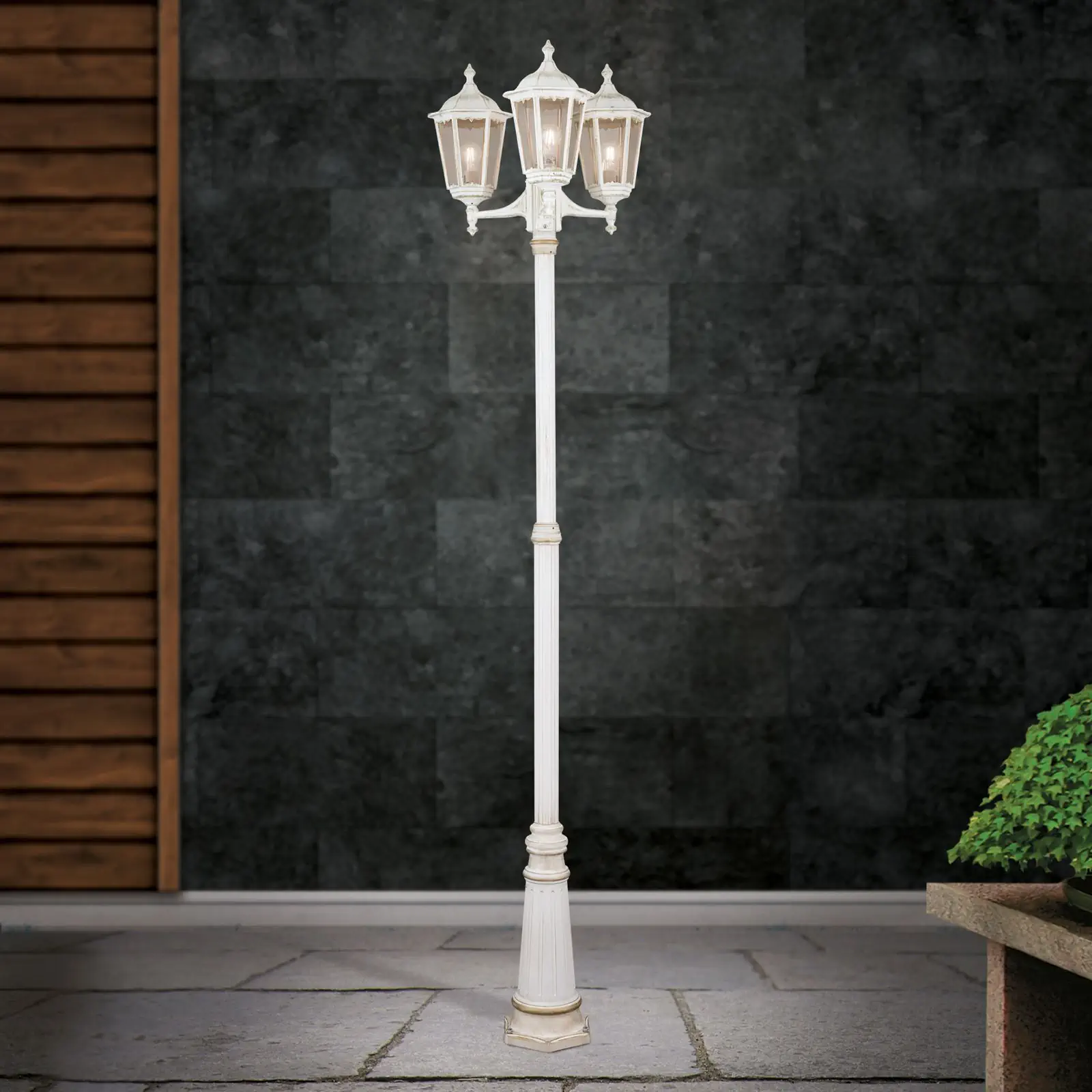 Spoljašnja stubna lampa PUCHBERG, belo-zlatna, H255 cm - 3