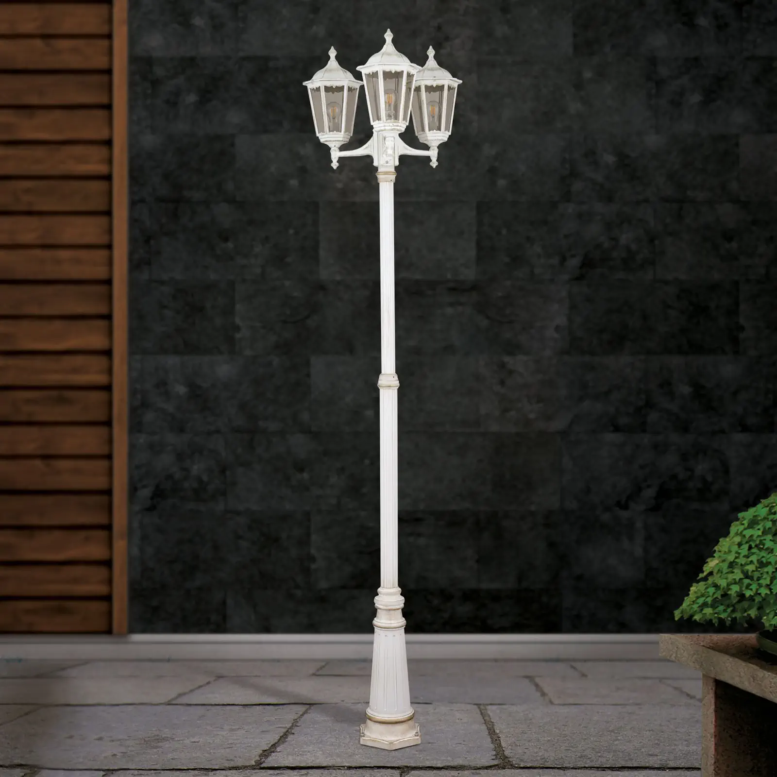Spoljašnja stubna lampa PUCHBERG, belo-zlatna, H255 cm - 4