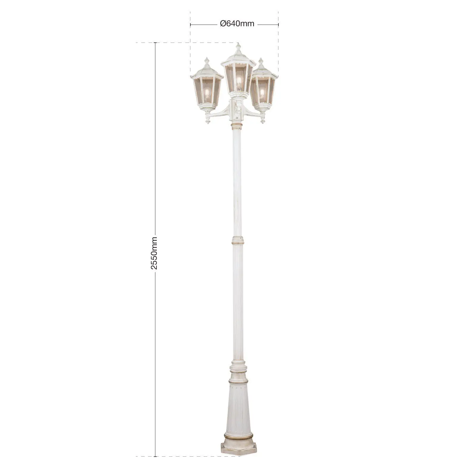 Spoljašnja stubna lampa PUCHBERG, belo-zlatna, H255 cm - 8