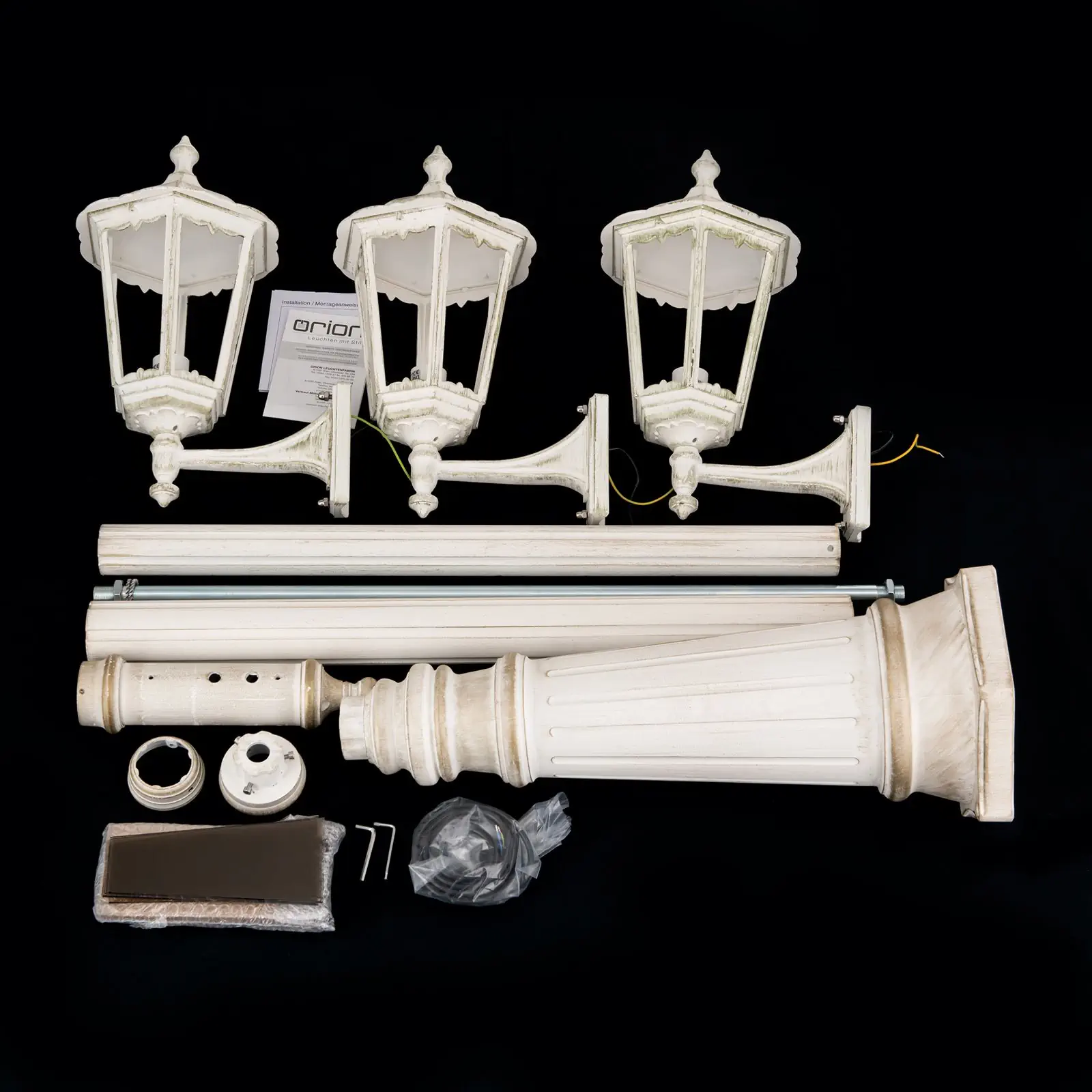 Spoljašnja stubna lampa PUCHBERG, belo-zlatna, H255 cm - 9