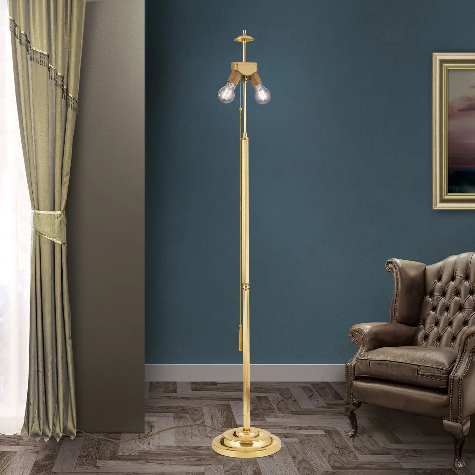 Podna lampa, sjajni mesing, bez abažura, 155,5 cm - 2