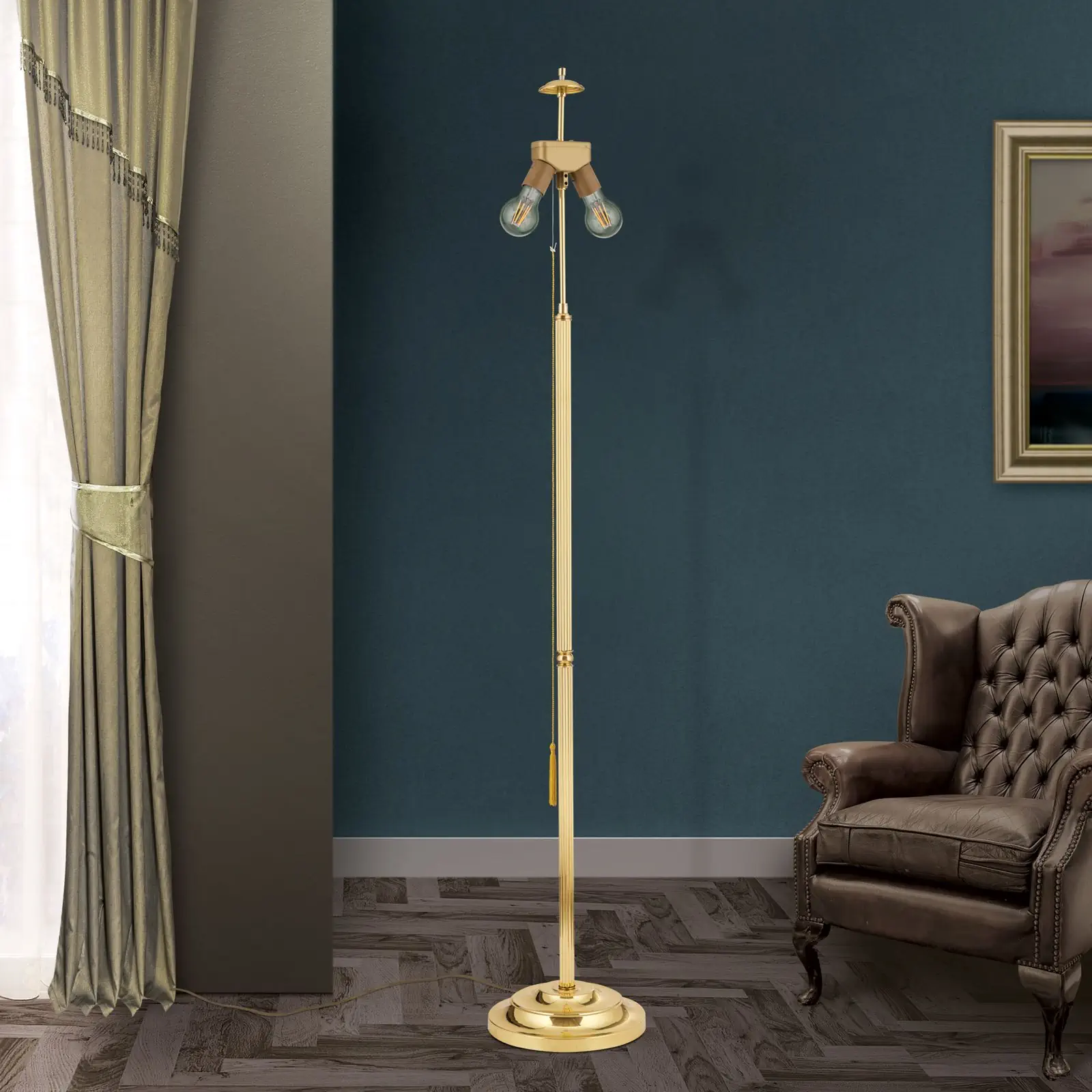 Podna lampa, sjajni mesing, bez abažura, 155,5 cm - 3