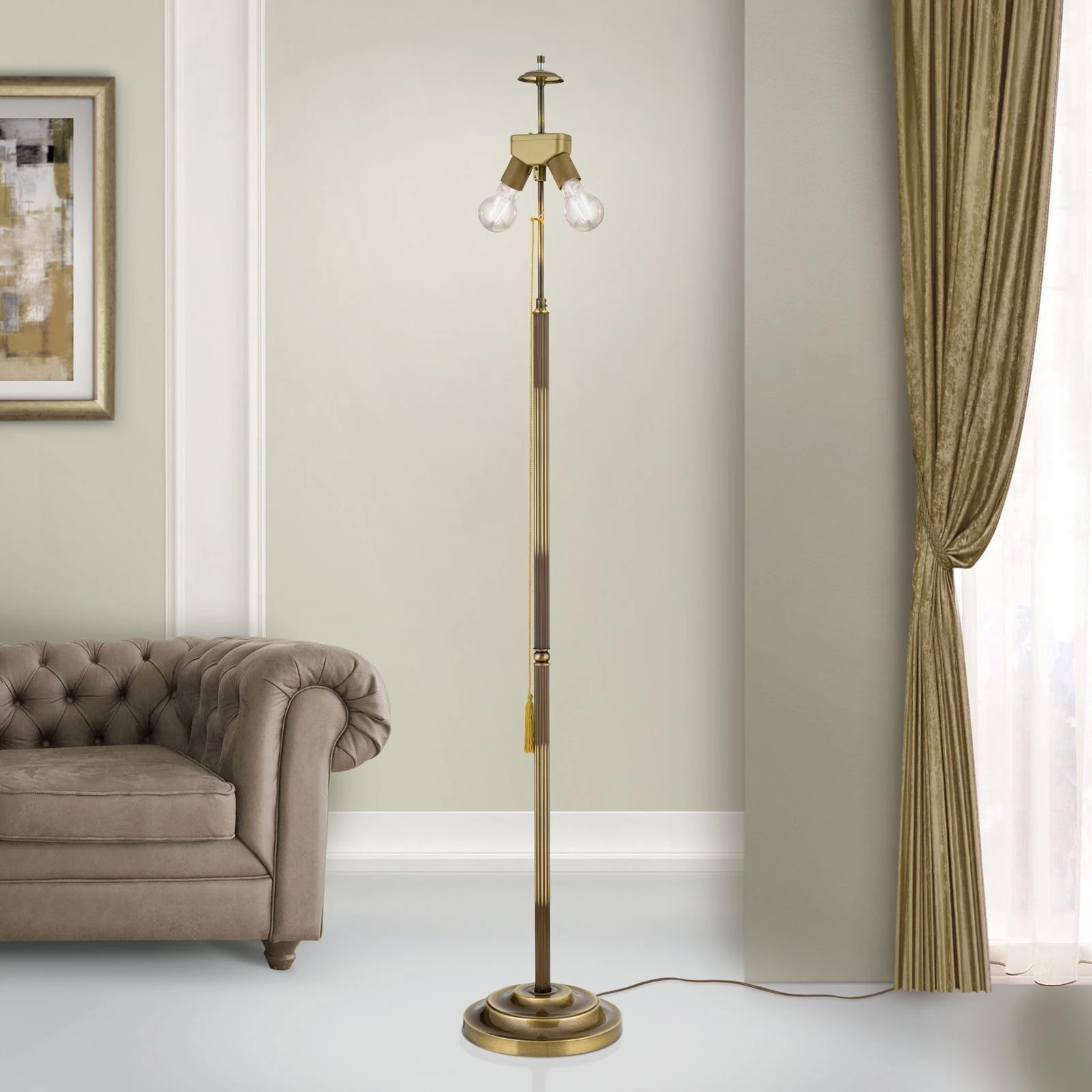 Podna lampa bez abažura, sjajni mesing, visina 152 cm - 2